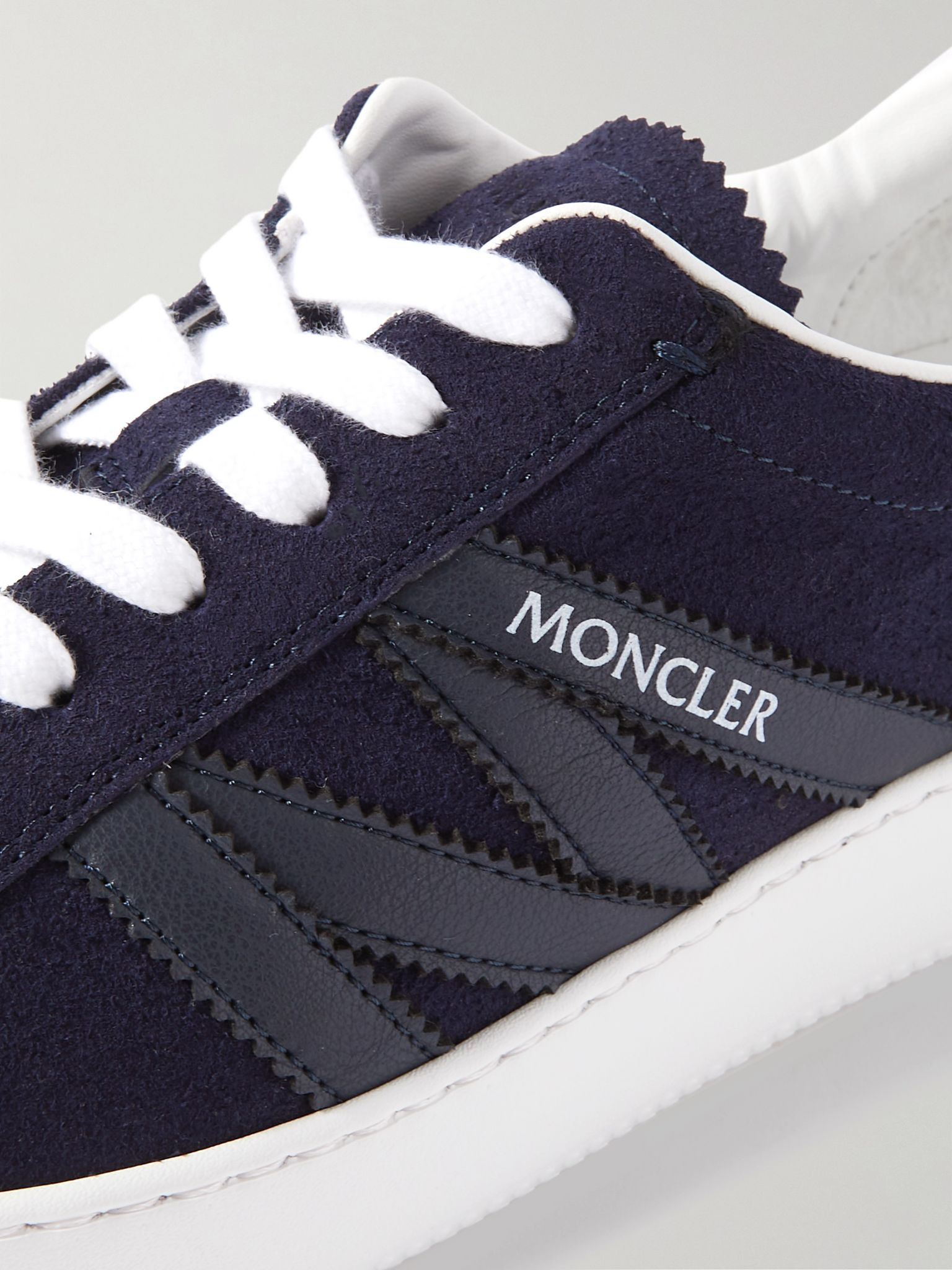 Monaco M Leather-Trimmed Suede Sneakers Blue - 6