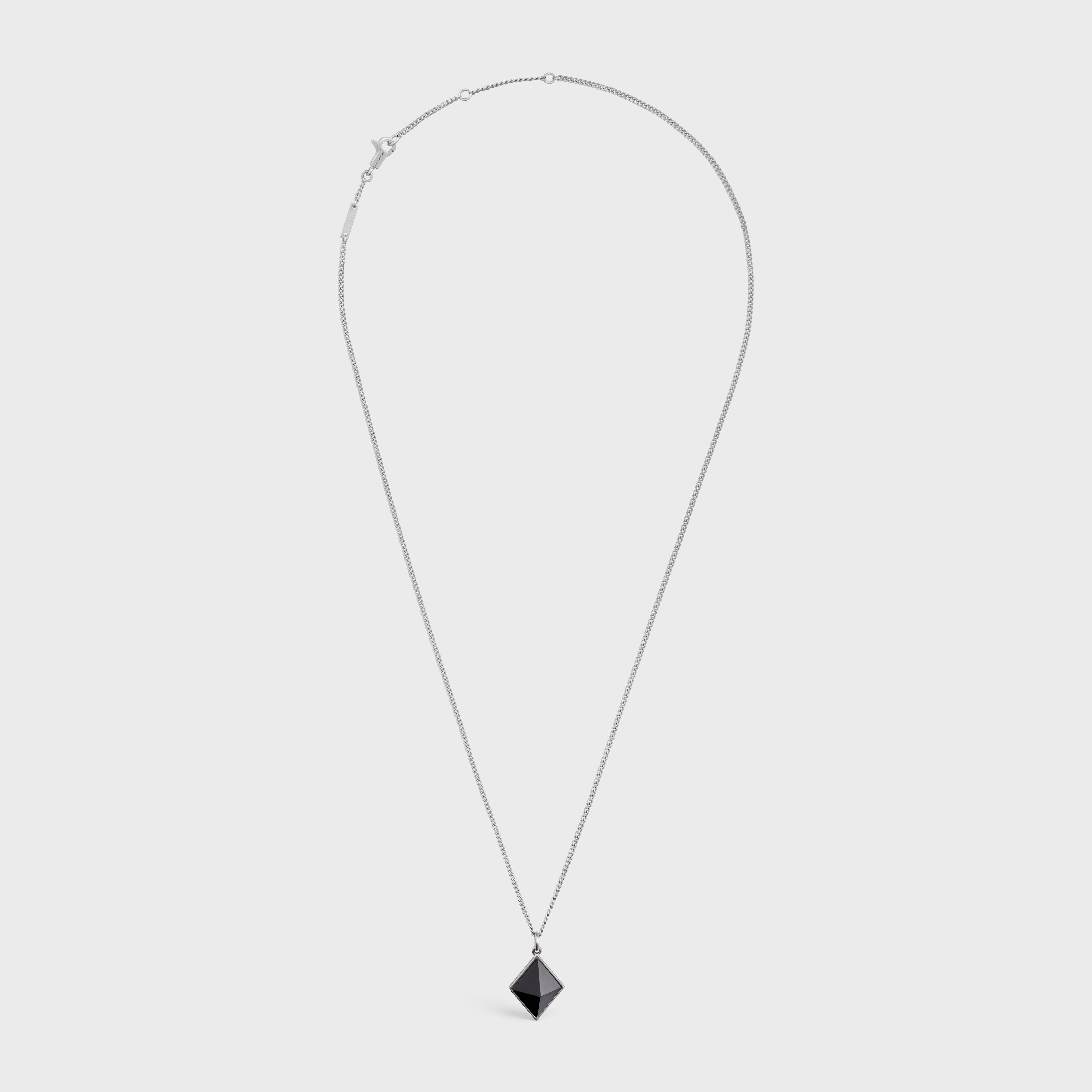 Celine Stud Necklace in Sterling Silver with Rhodium Finish and Onyx - 1