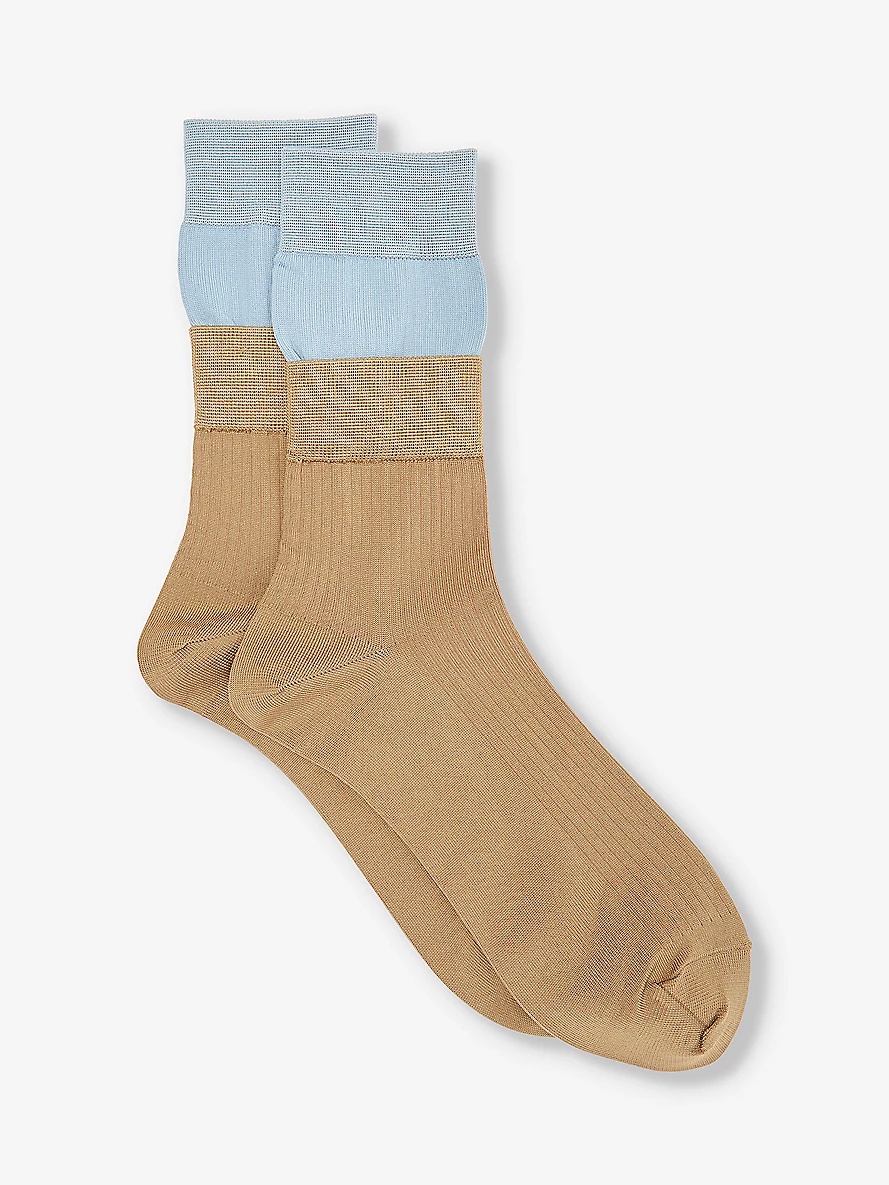 Branded contrast-panel knitted socks - 1