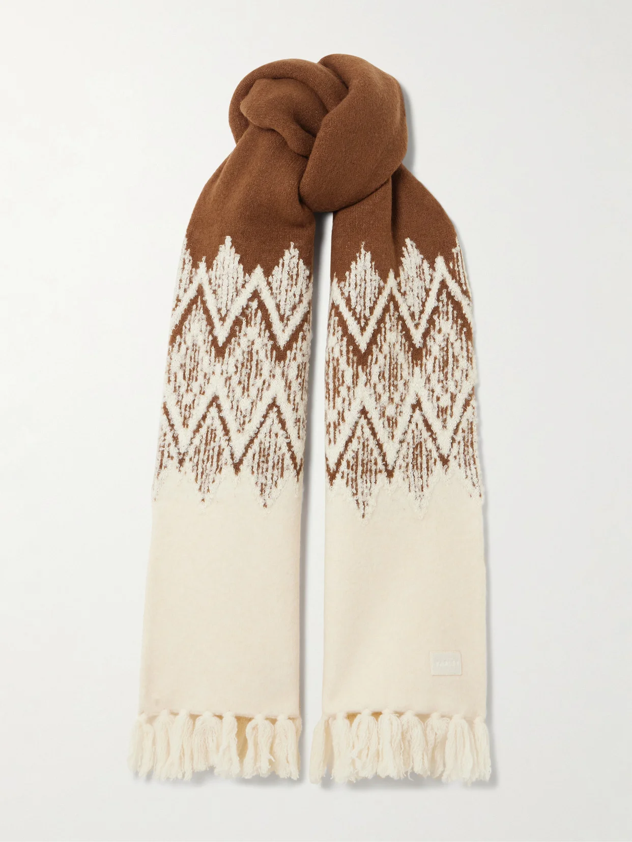 Sebastian Fringed Fair Isle Knitted Scarf - 1