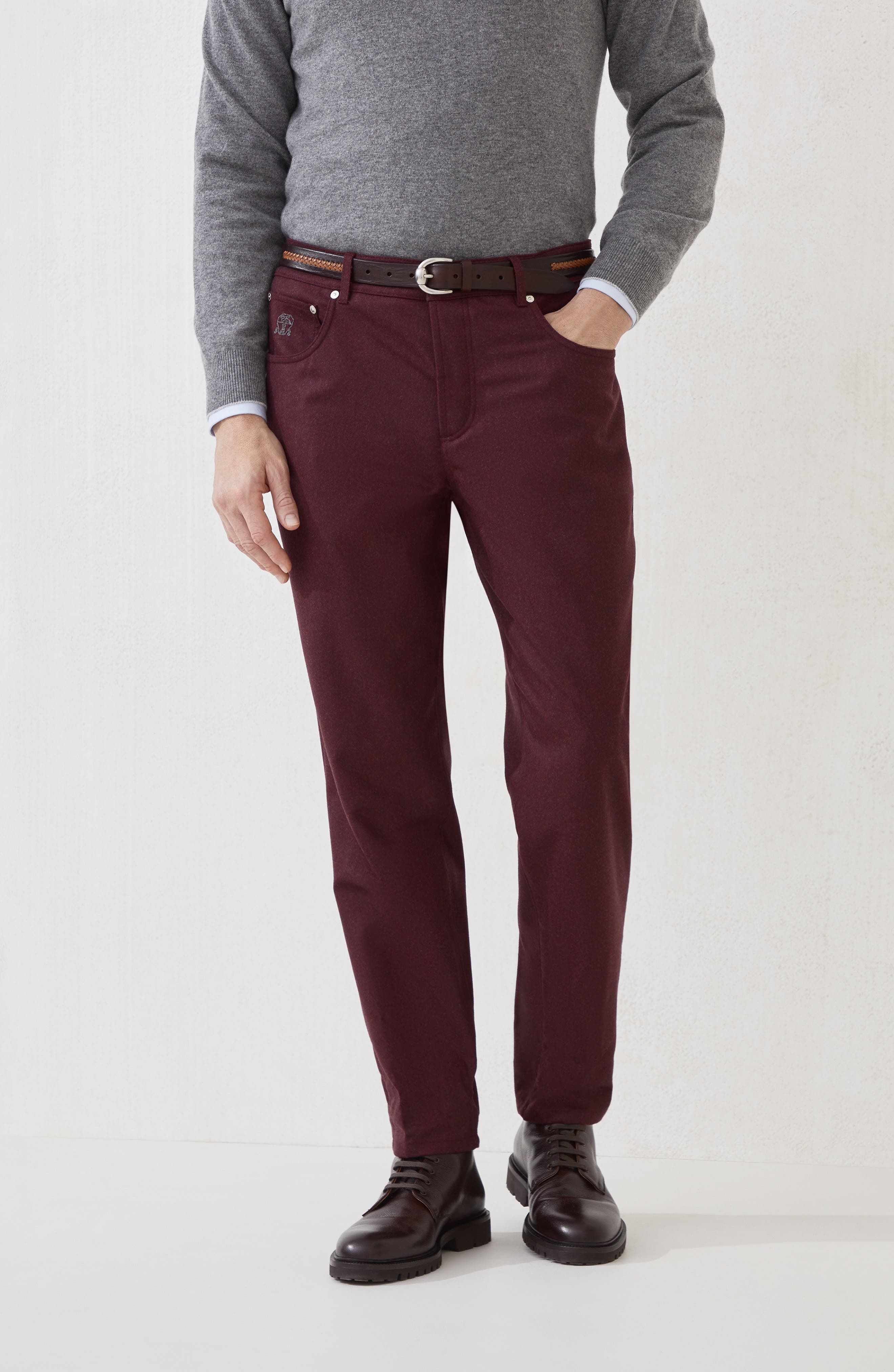 Brunello Cucinelli Flannel trousers in Bordeaux at Nordstrom - 2