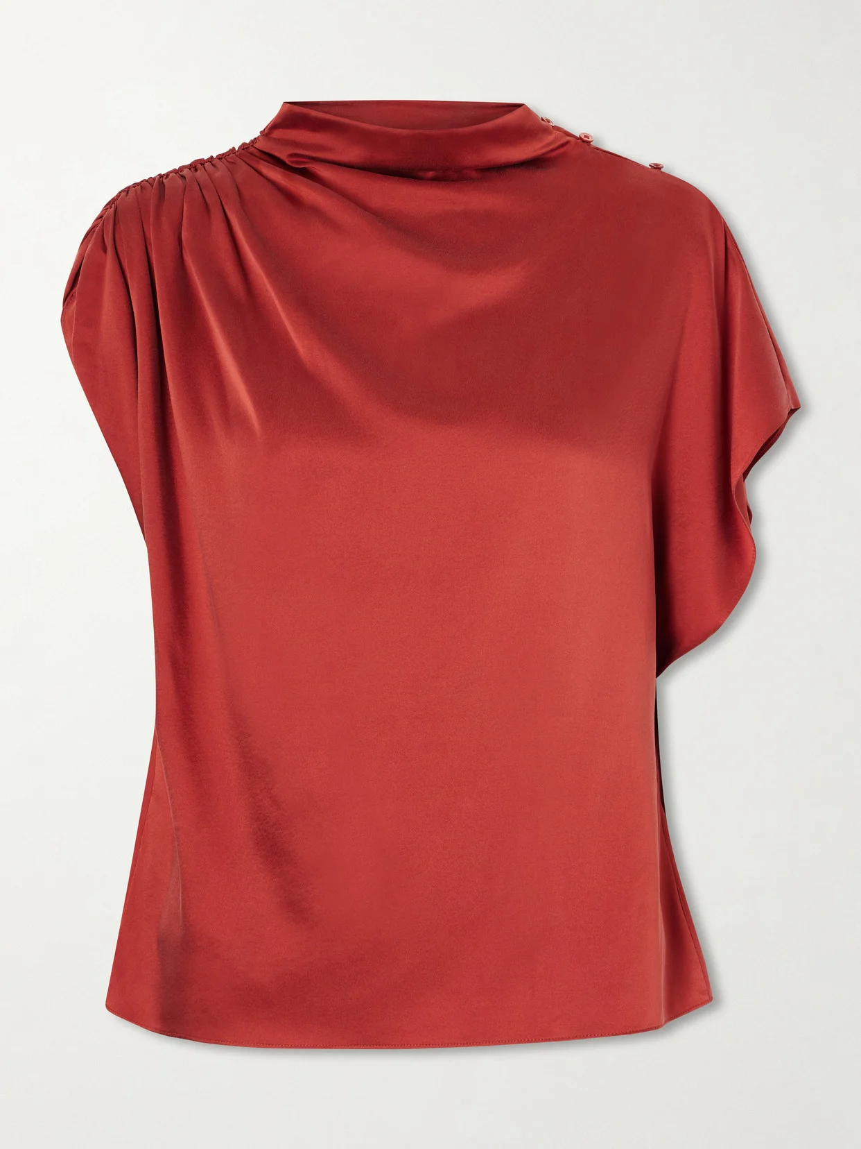 Wish You Would Draped Silk-blend Charmeuse Blouse - 1