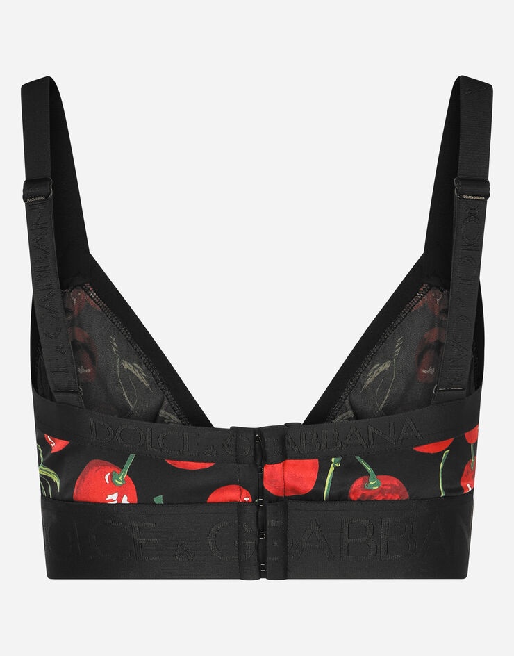Cherry-print satin bra - 2