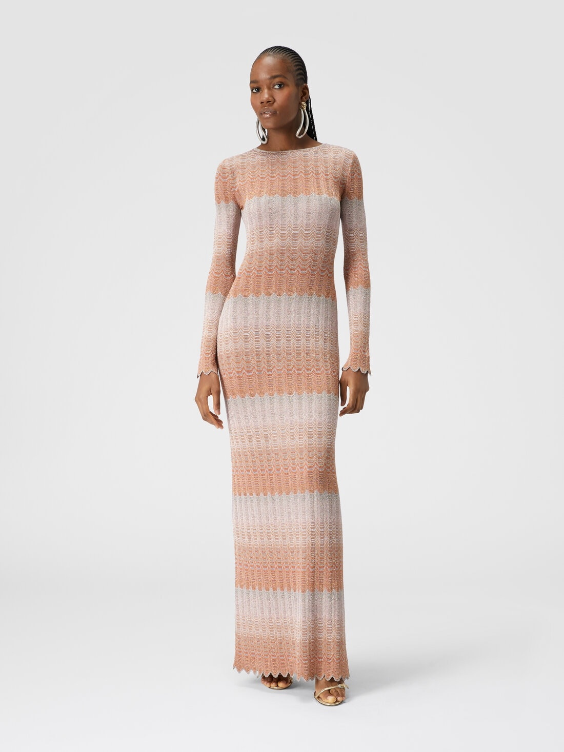 Long dress with lamé Greek motif - 2