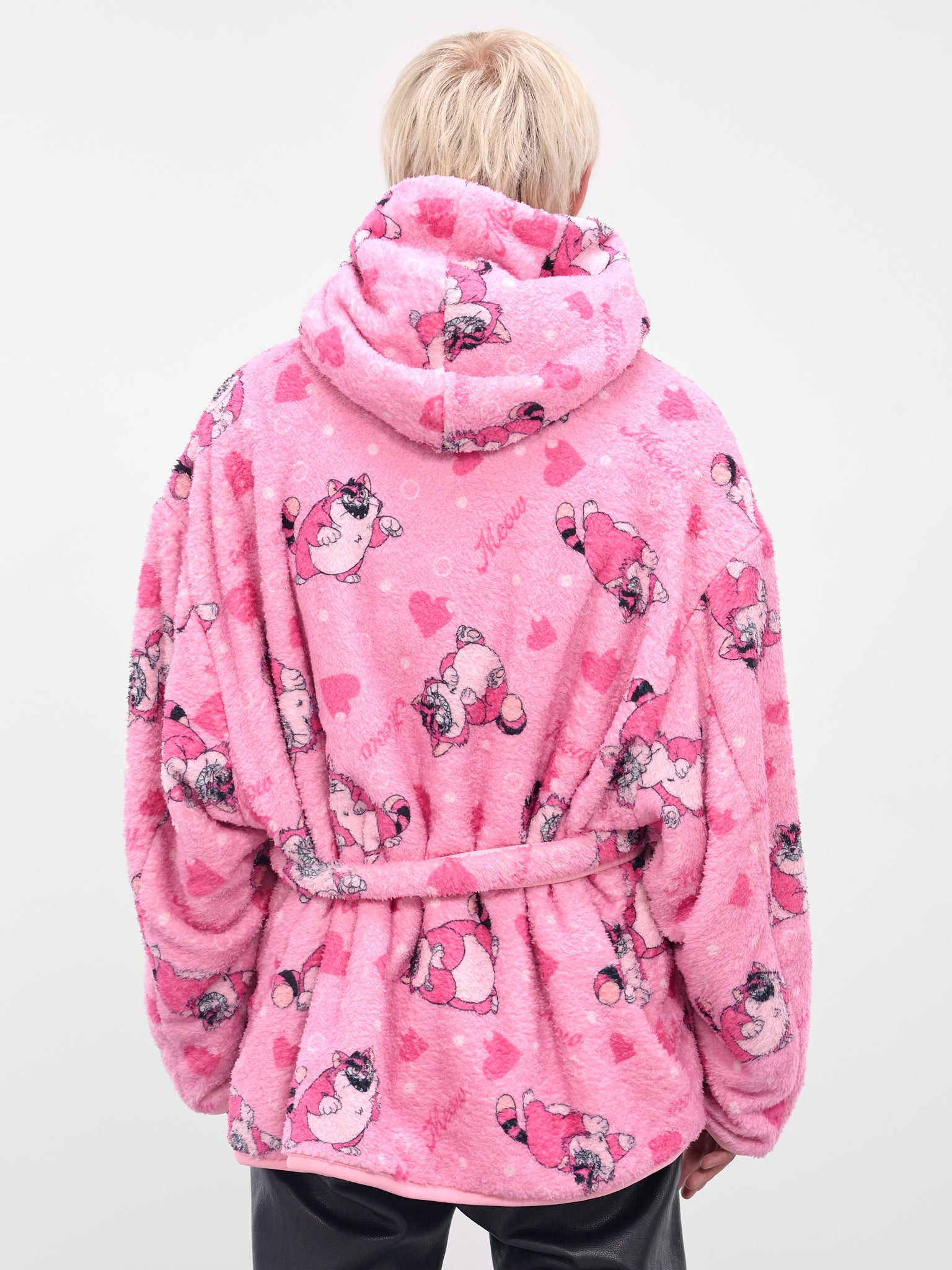Pink Graphic Fleece Hooded Robe - 3