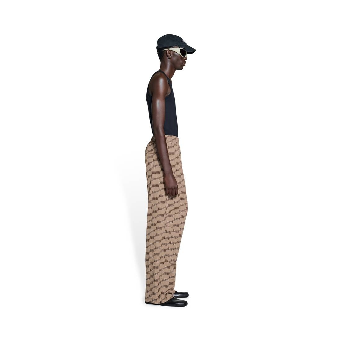 Men's Bb Monogram Regular Fit Tracksuit Pants in Beige - 3