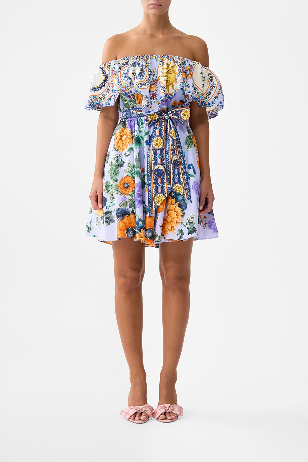 SHOULDER FRILL SHORT DRESS - 2