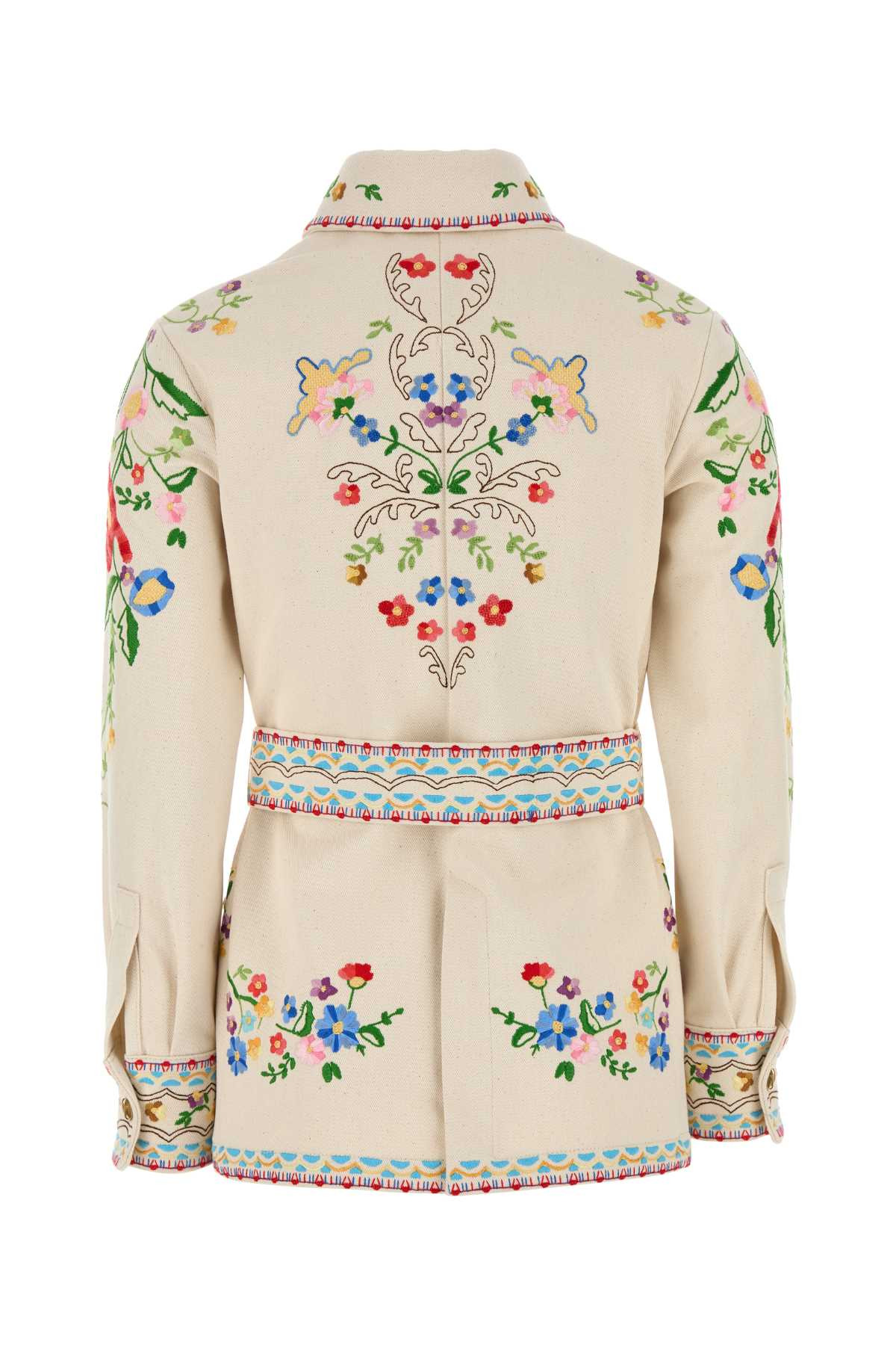 Valentino Garavani Women Embroidered Denim Blazer - 2