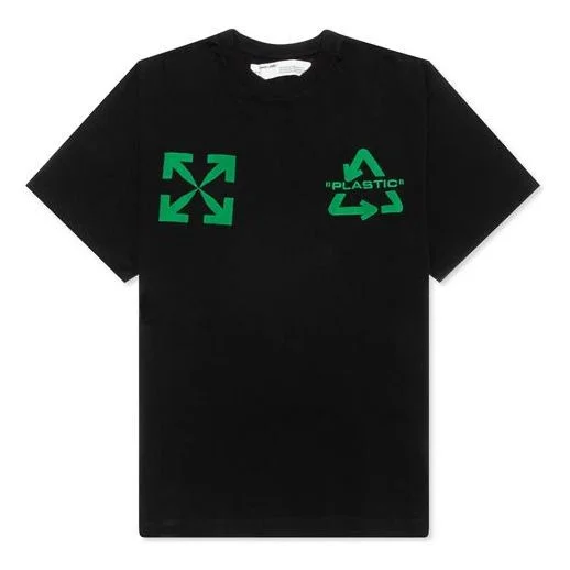 Men's Off-White C/O VIRGIL ABLOH Embroidered Logo Printing Short Sleeve Loose Version Black T-Shirt - 1