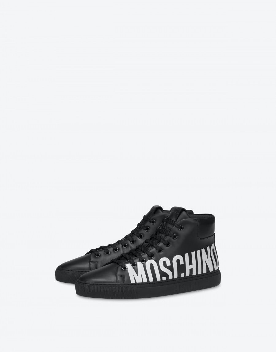 LEATHER HIGH SNEAKERS WITH LOGO - 1