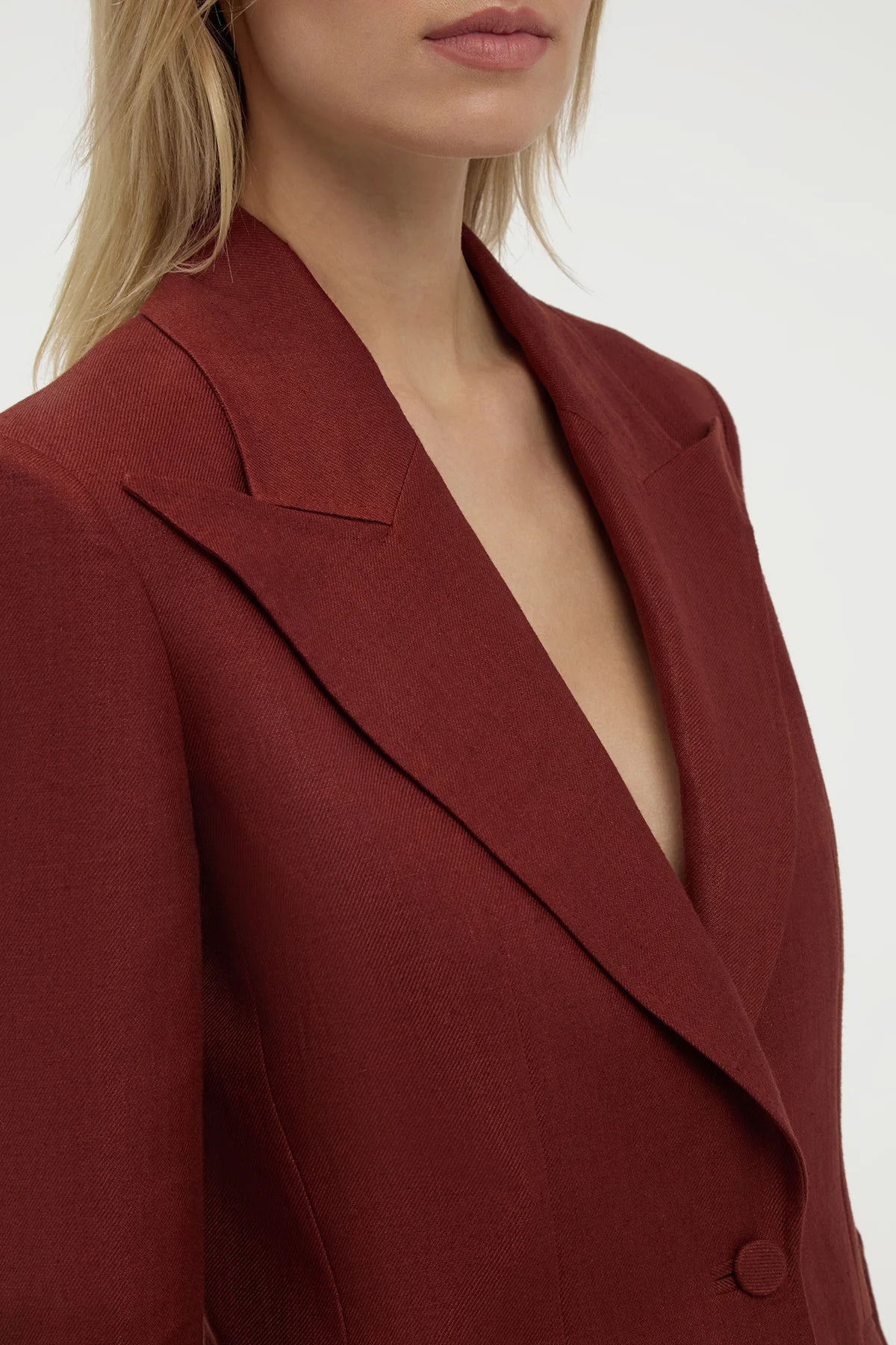 Leiva Blazer in Burnt Sienna Linen Twill - 5