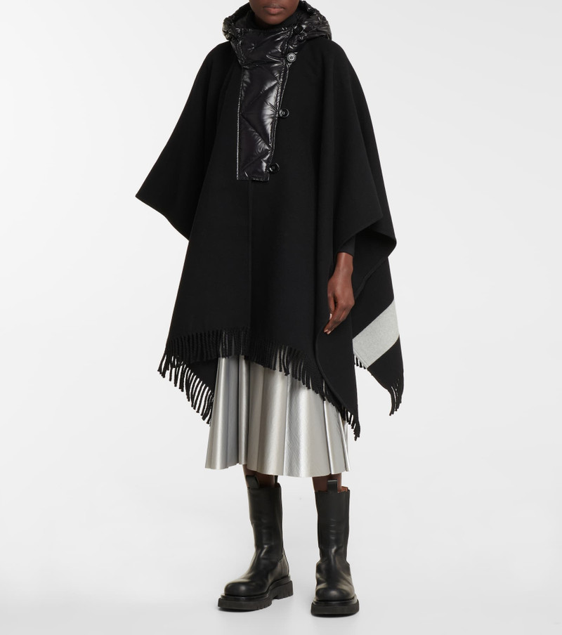 Moncler Virgin wool and nylon cape outlook