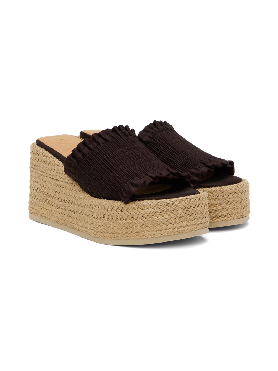 Brown Smock Espadrille Wedge Sandals - 4