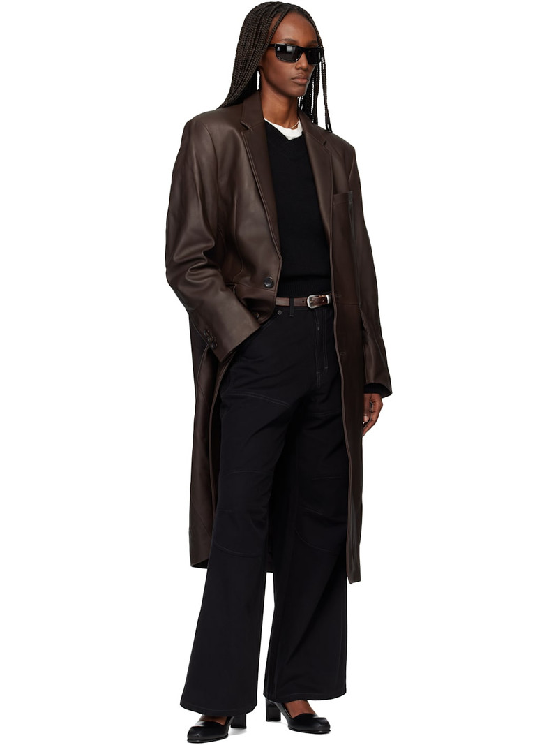 Tonywack Brown Naked Single Lamb Leather Coat outlook