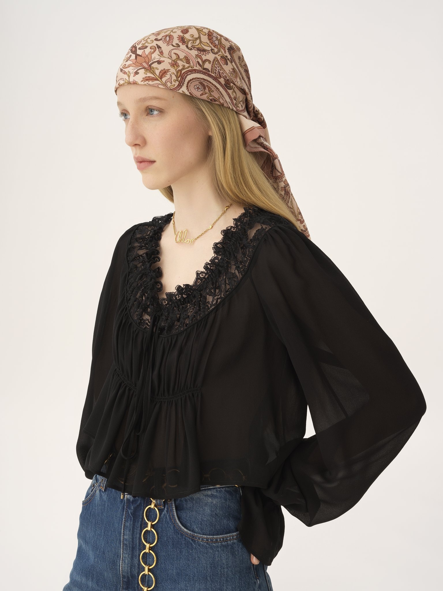 THE CHLOÉ PAISLEY SQUARE SCARF IN SILK TWILL - 4