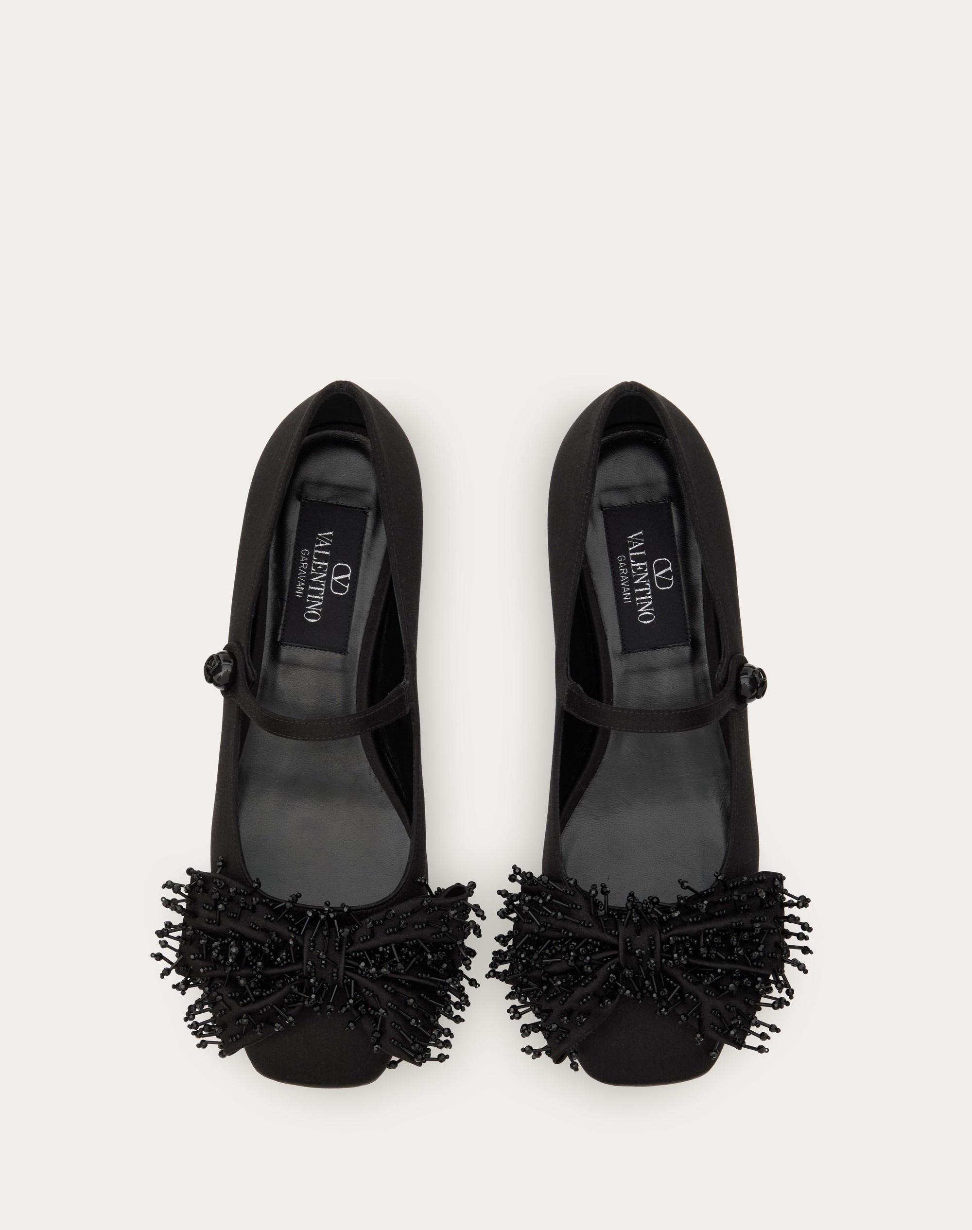 VALENTINO GARAVANI BOWJANE MARY-JANE SATIN BALLERINA WITH FRINGED EMBROIDERY 20MM - 4