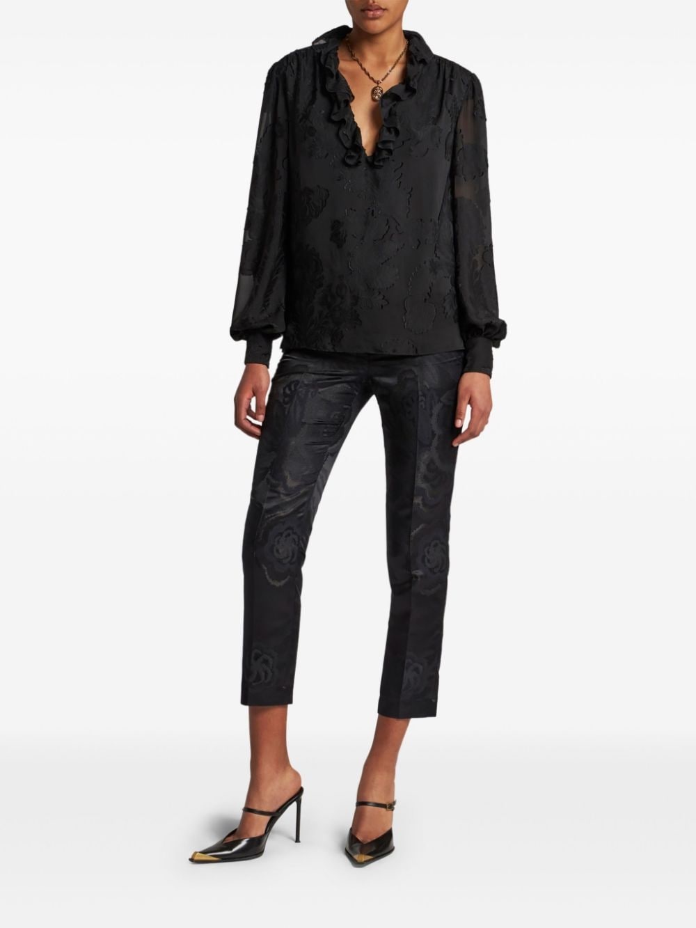 jacquard tapered trousers - 2
