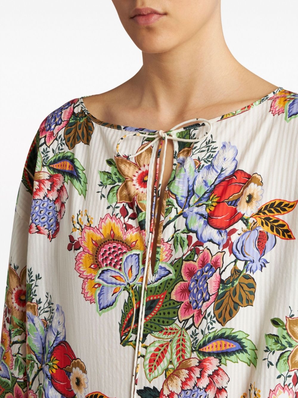 floral-print draped blouse - 5