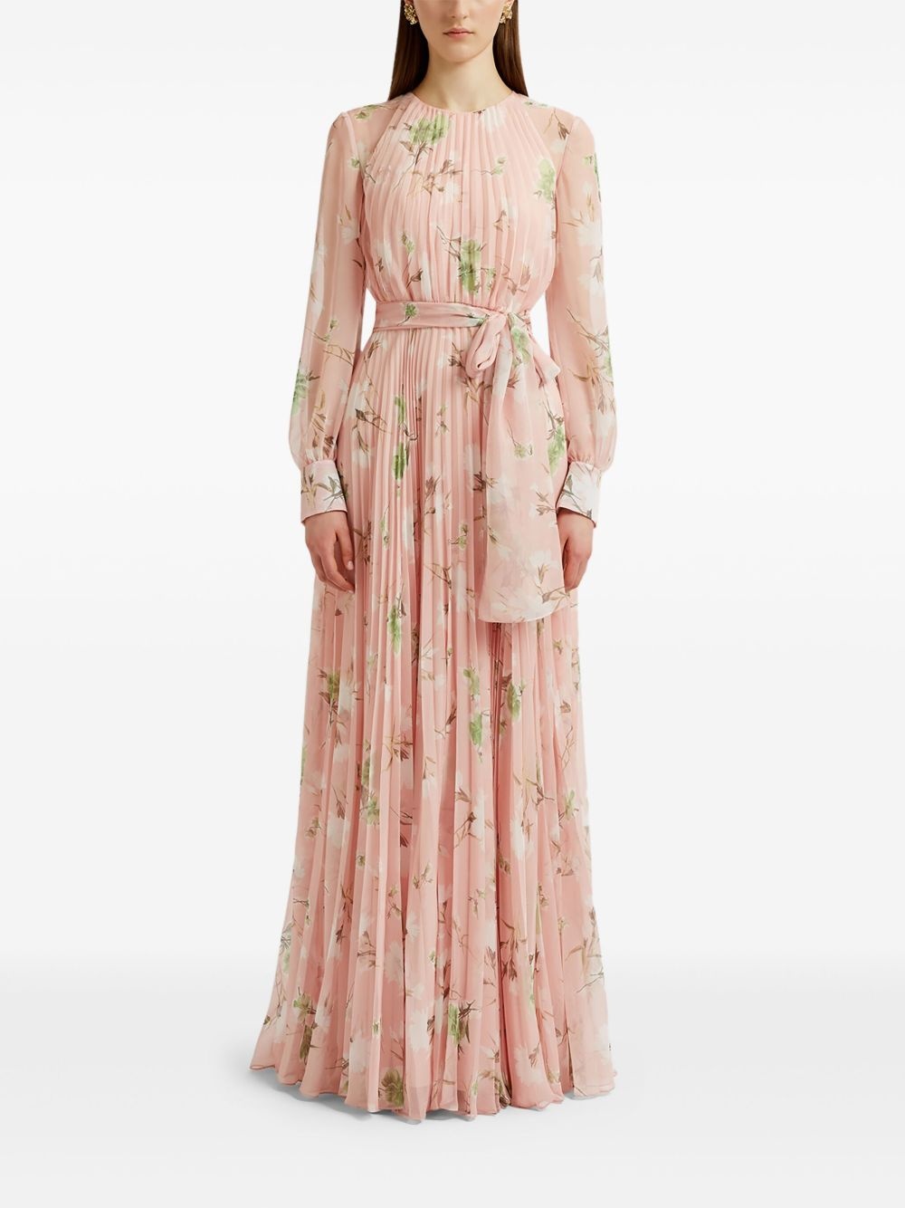 pleated floral maxi dress - 3