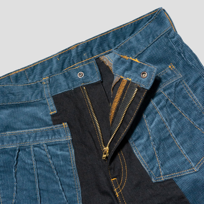 CORDUROY x DENIM 2 TONES GYPSY FLARE JEANS 3