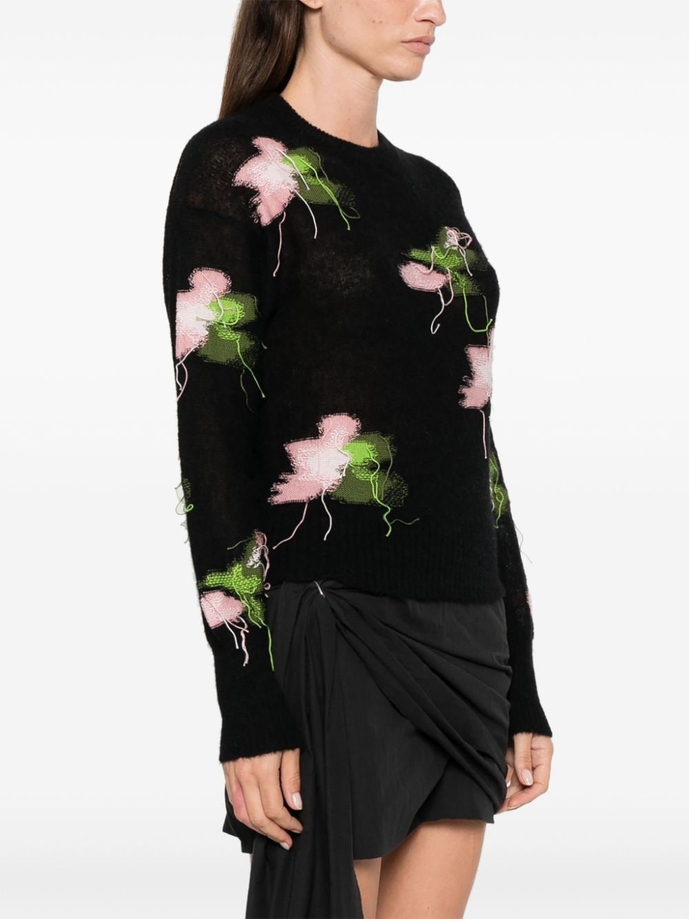 intarsia-flower sweater - 3