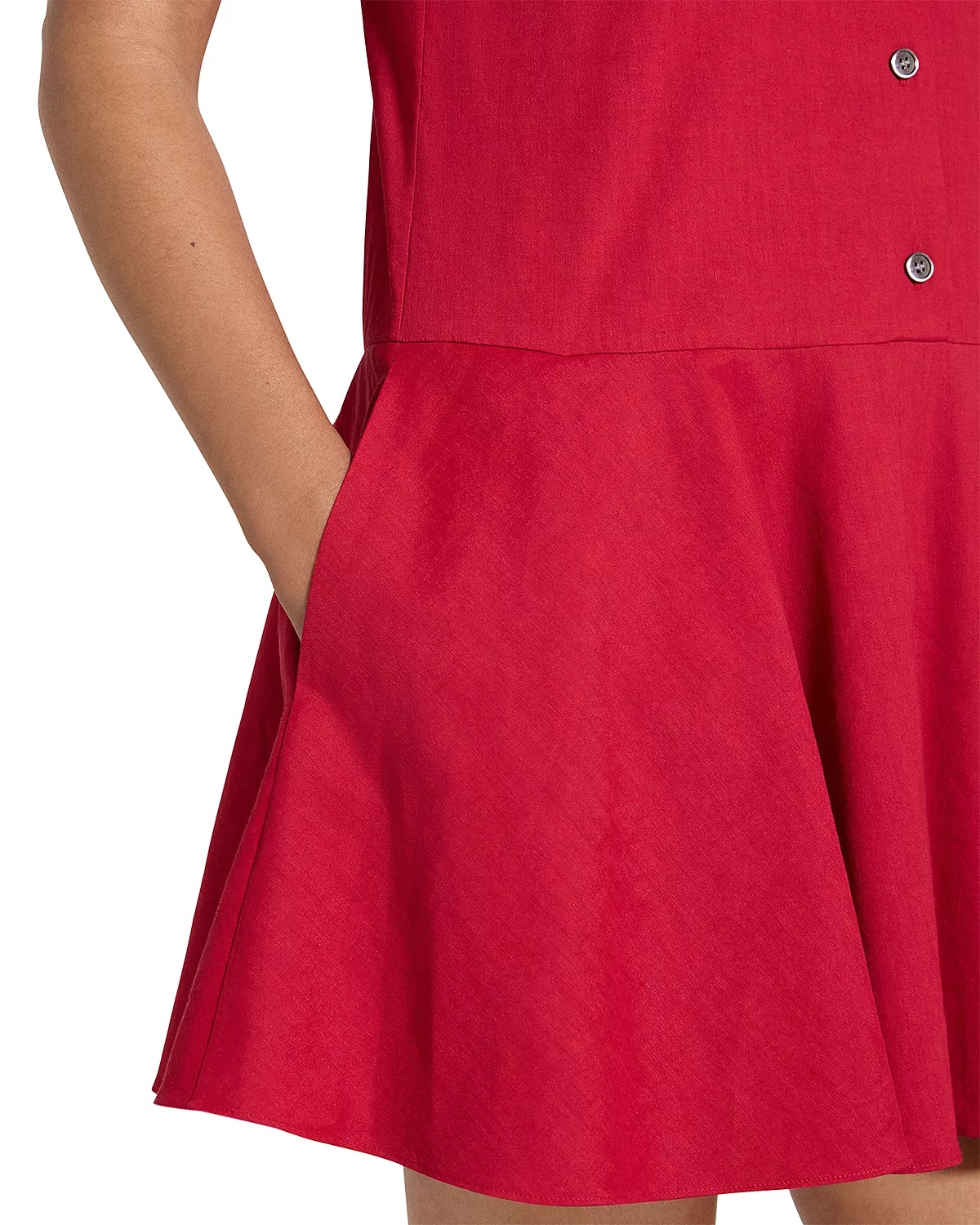 Sleeveless Linen Blend Mini Dress - 5