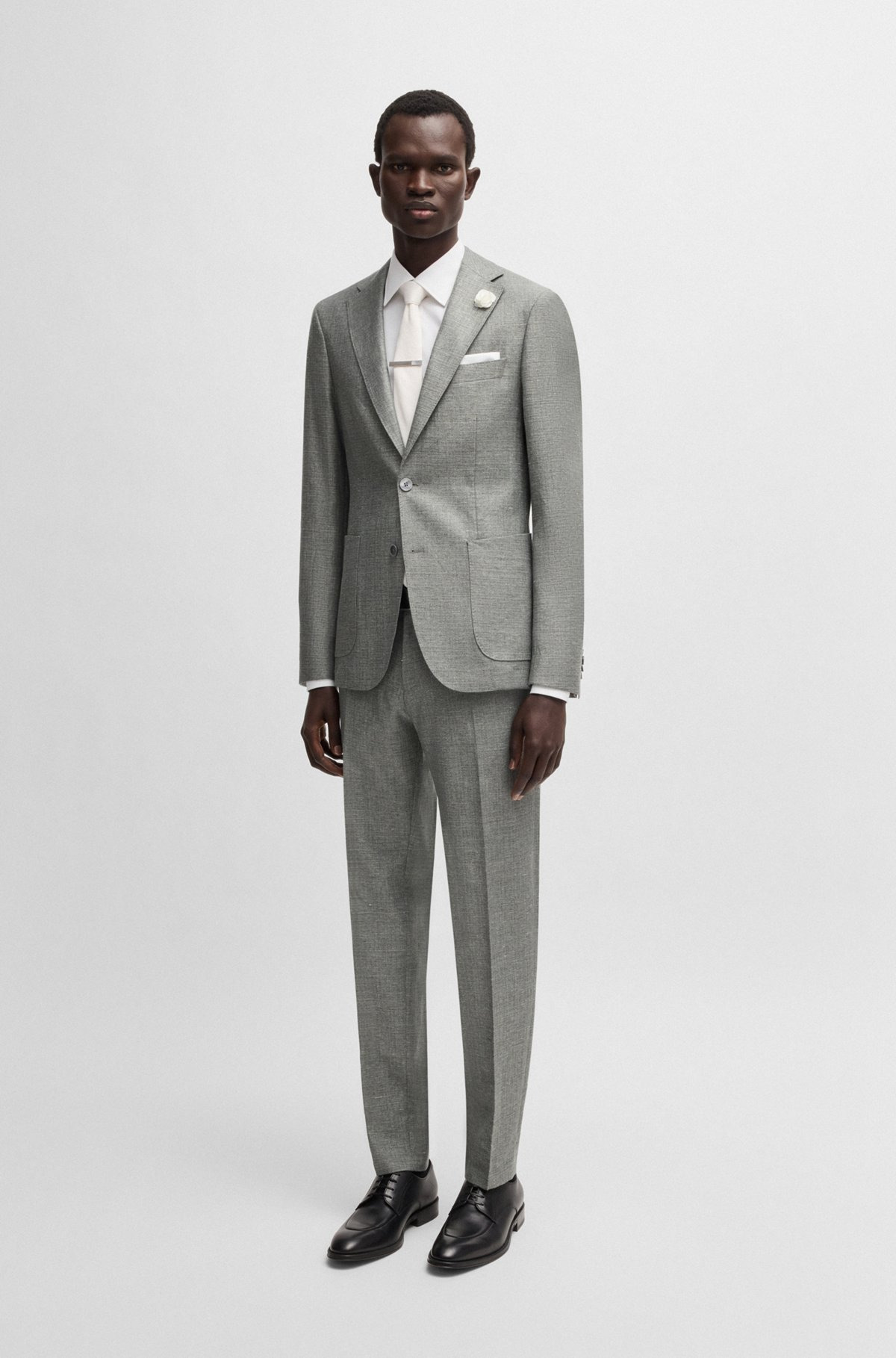 SLIM-FIT BLAZER IN MICRO-PATTERNED FABRIC - 3