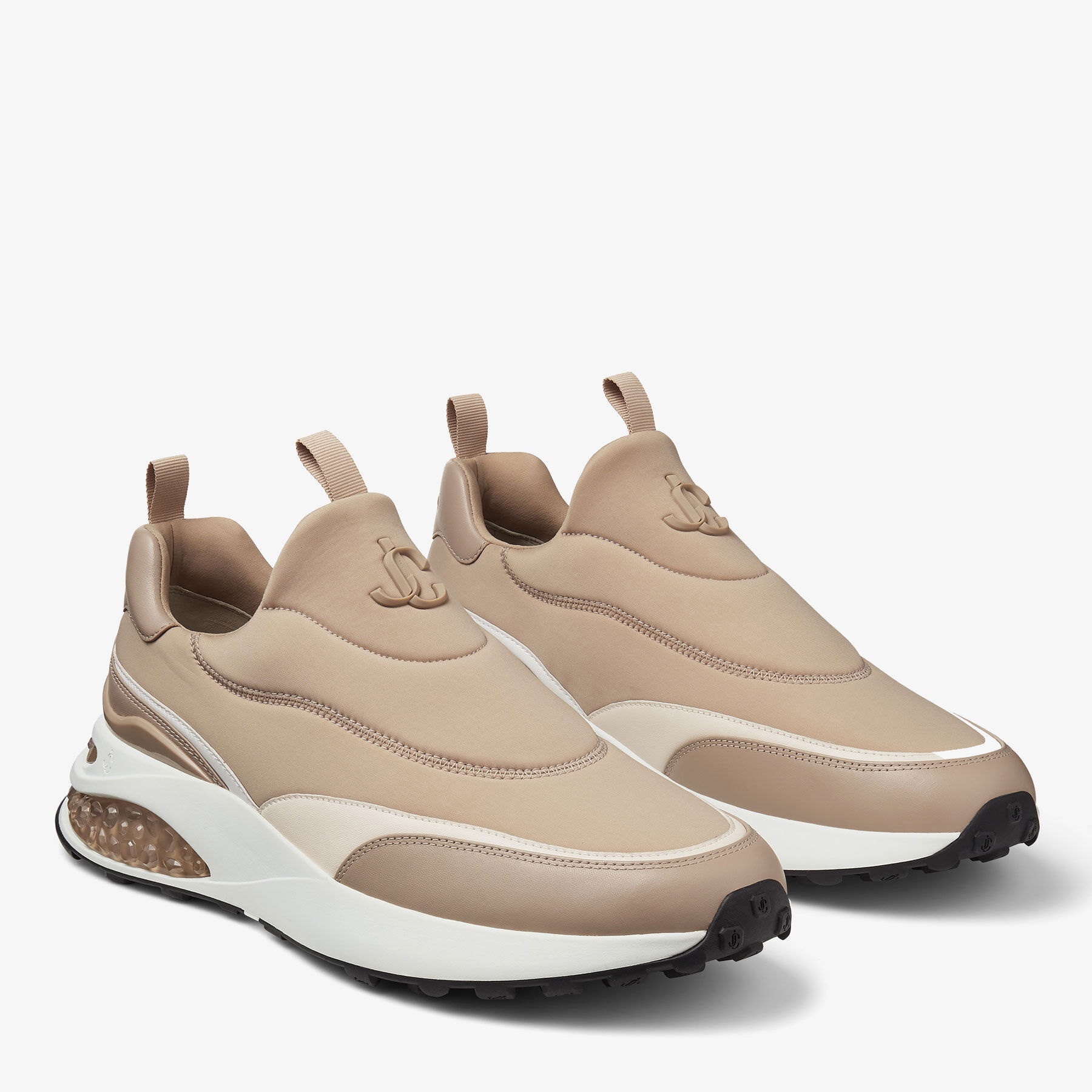 Memphis/m
Stone Neoprene and Leather Low Top Trainers - 2