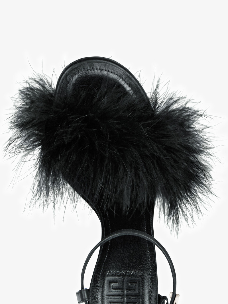 G CUBE FEATHER AND LEATHER SANDALS 6