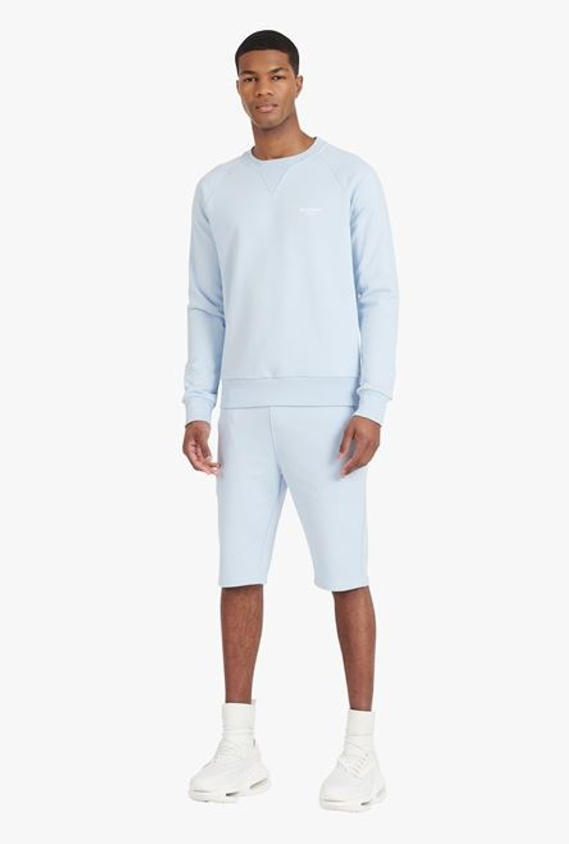 Balmain Pale blue eco-designed cotton shorts with flocked white Balmain Paris logo outlook
