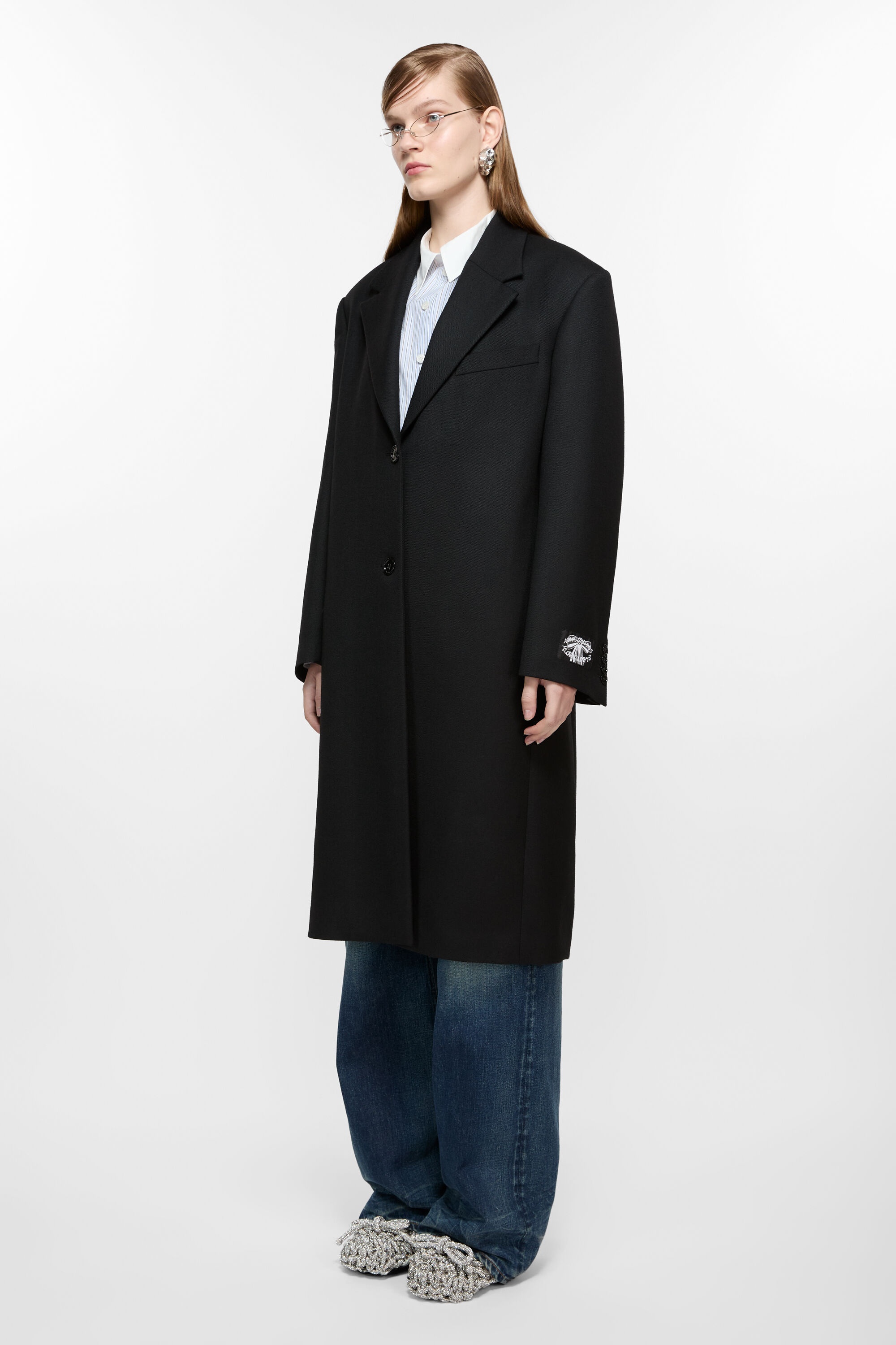 Single-breasted wool coat - Black - 3