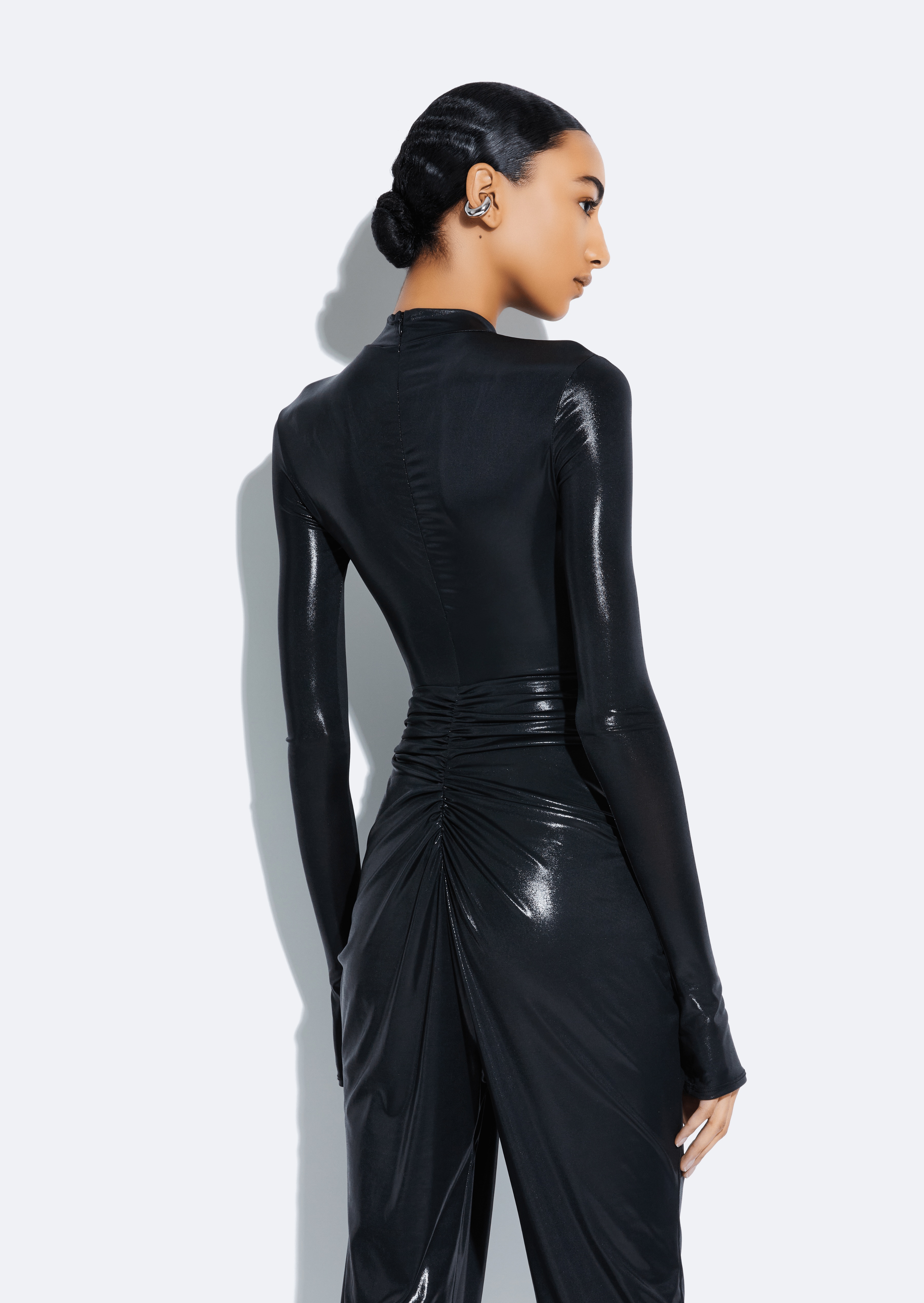 Coated Jersey Mock Neck Bodysuit - 3