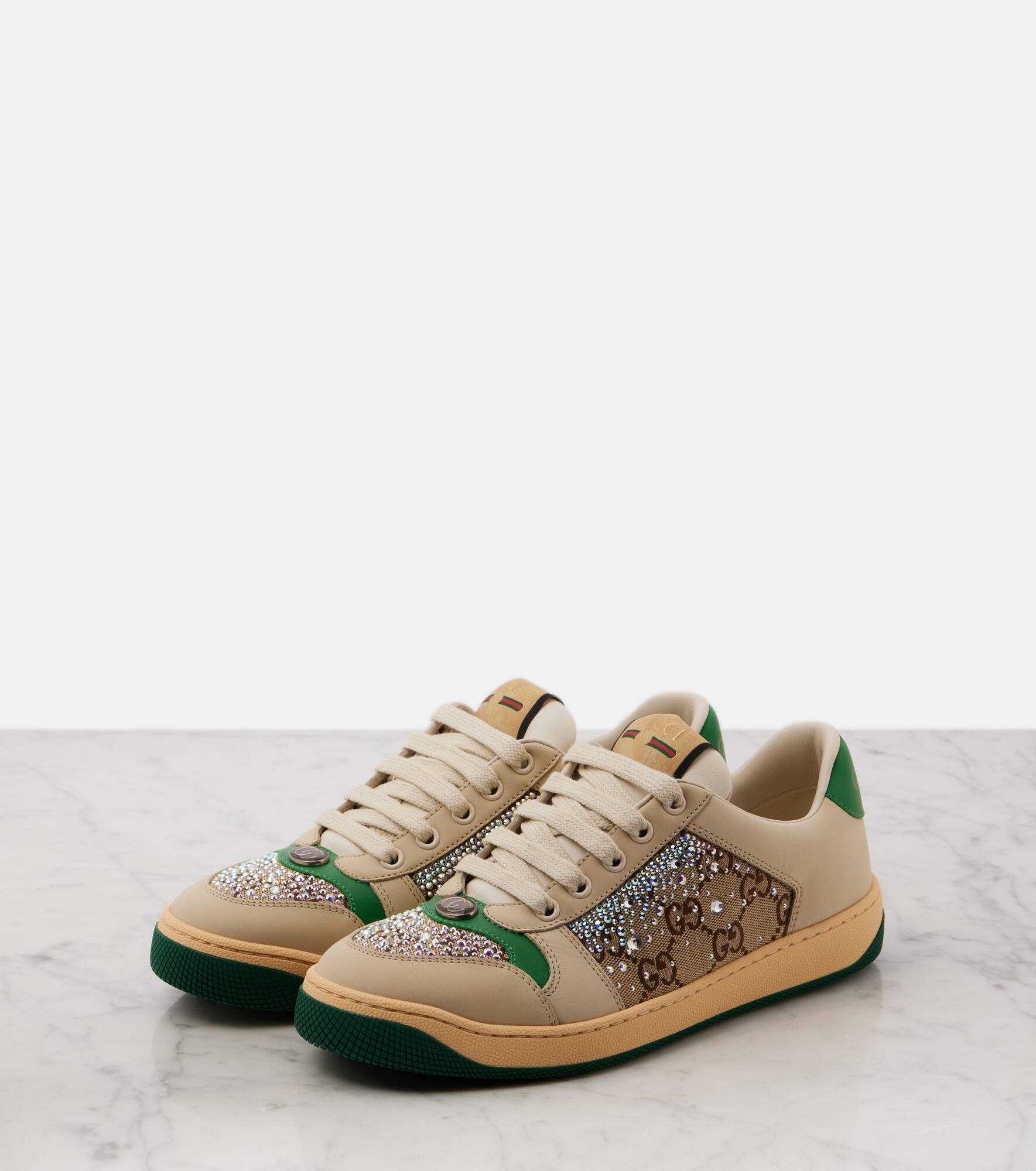 Screener embellished leather sneakers - 4
