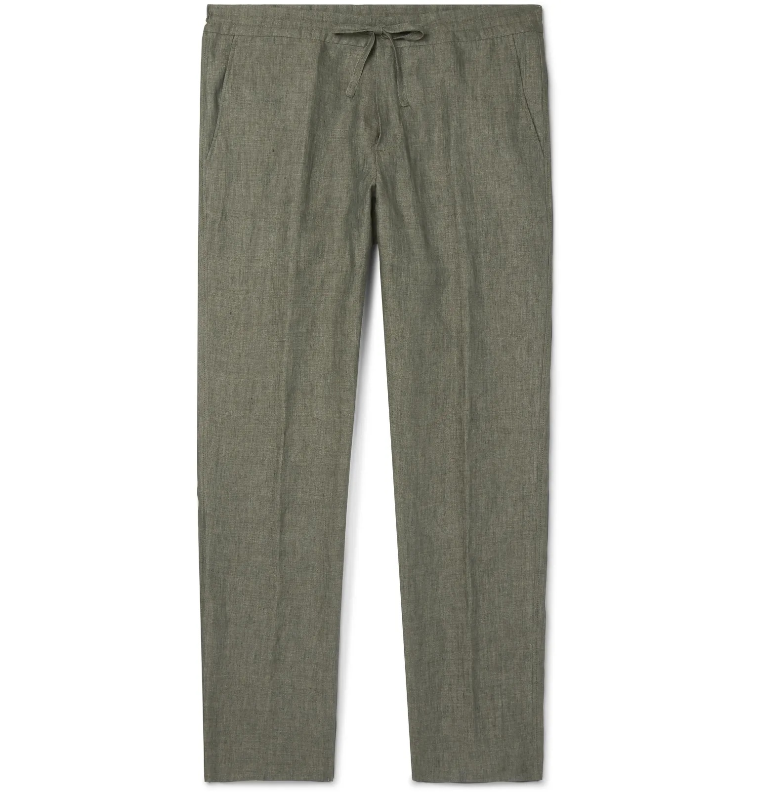 Slim-Fit Linen Drawstring Trousers - 13