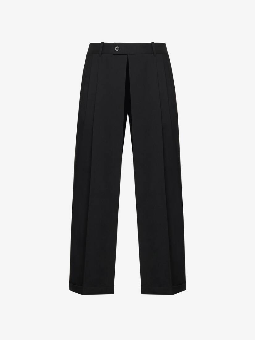 Men's Slashed Tailored Trousers in Black - 2