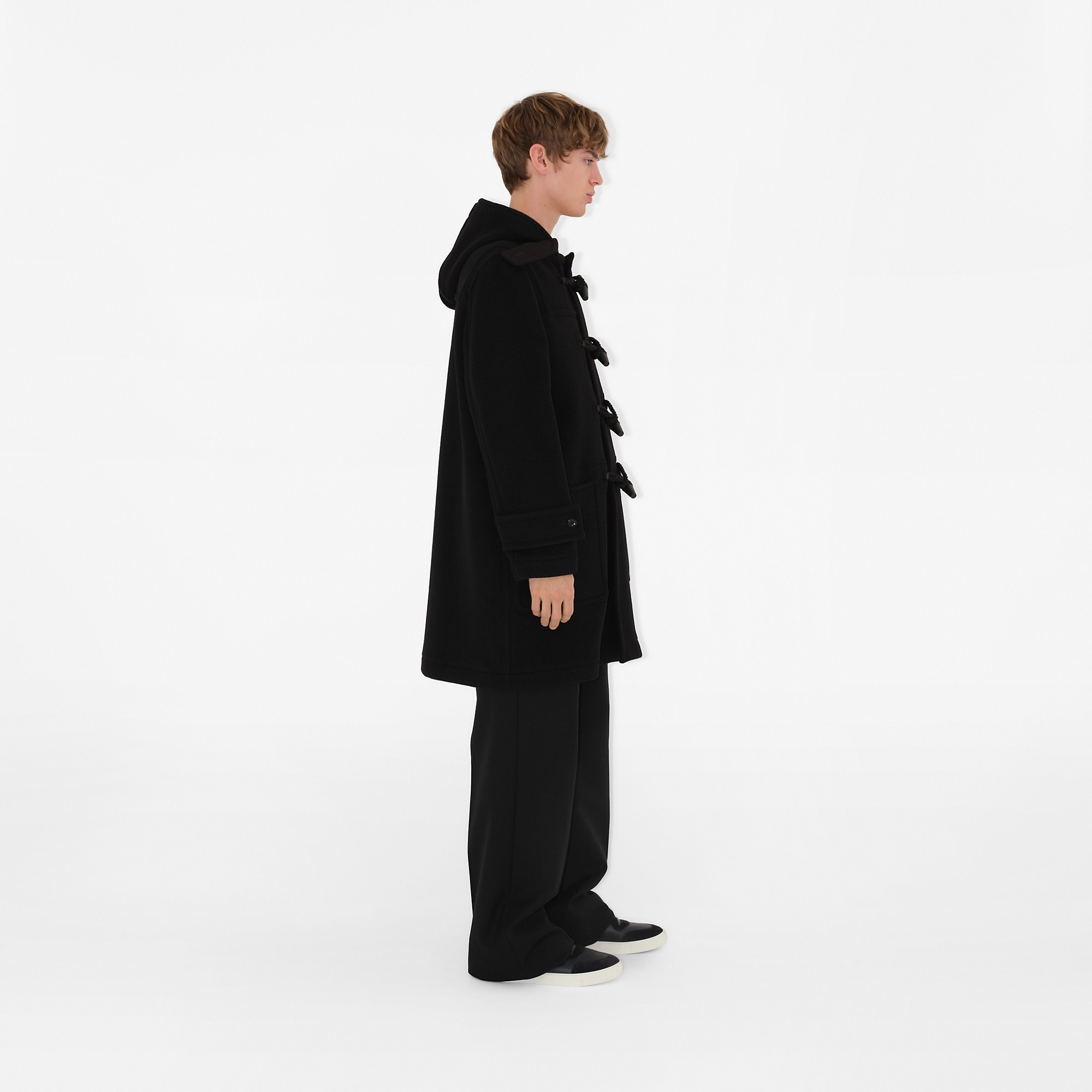 Check-lined Technical Wool Duffle Coat - 3