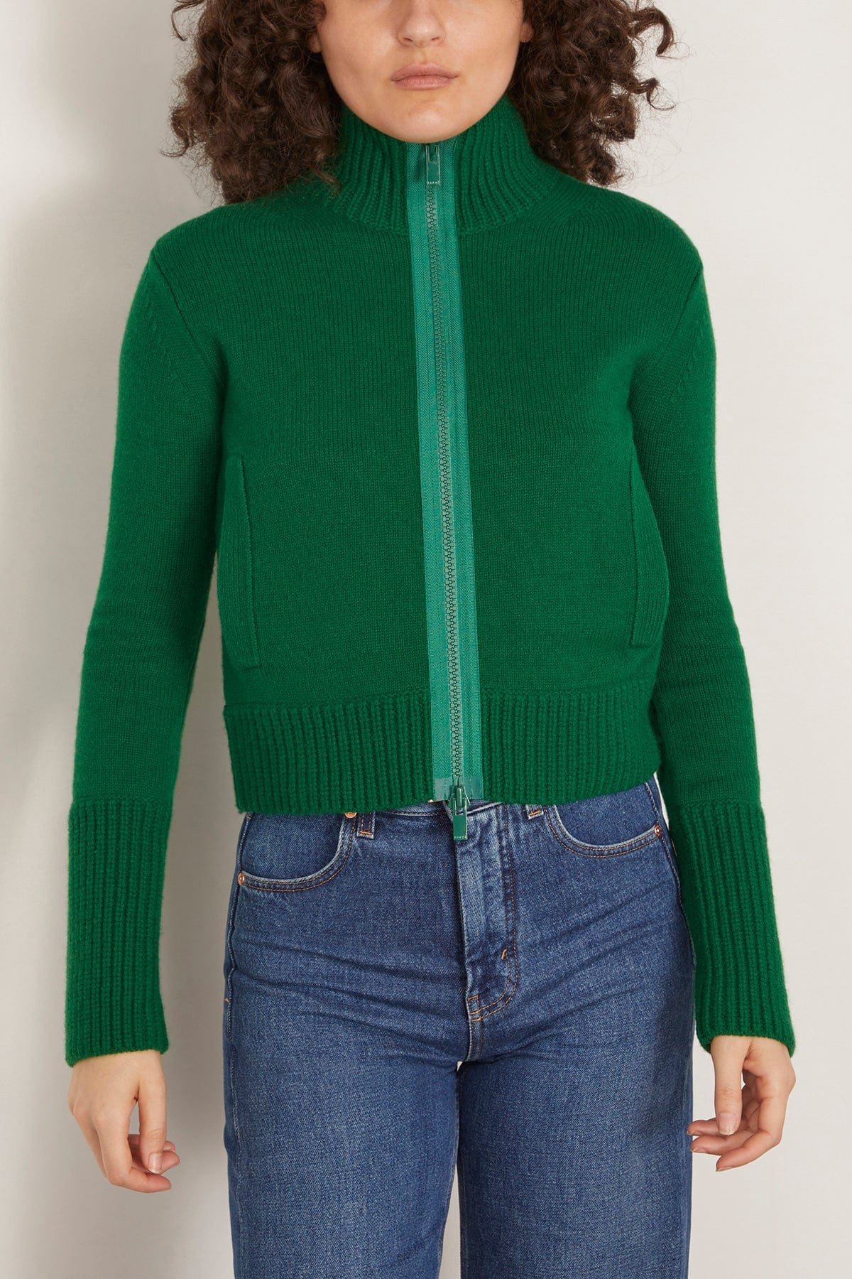 Wool Knit Blouson in Green - 3