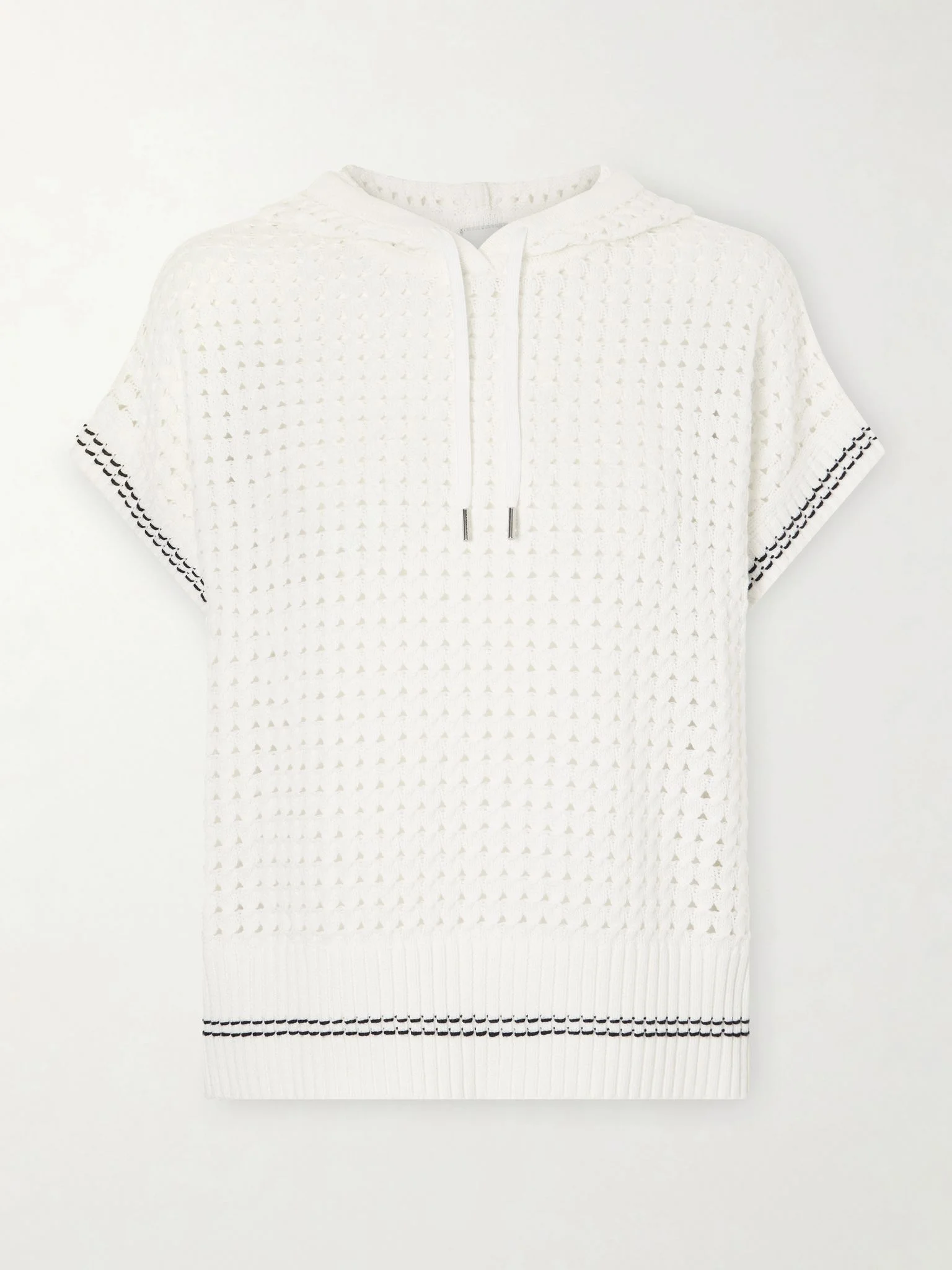 Vittoria hooded open-knit cotton sweater White - 1