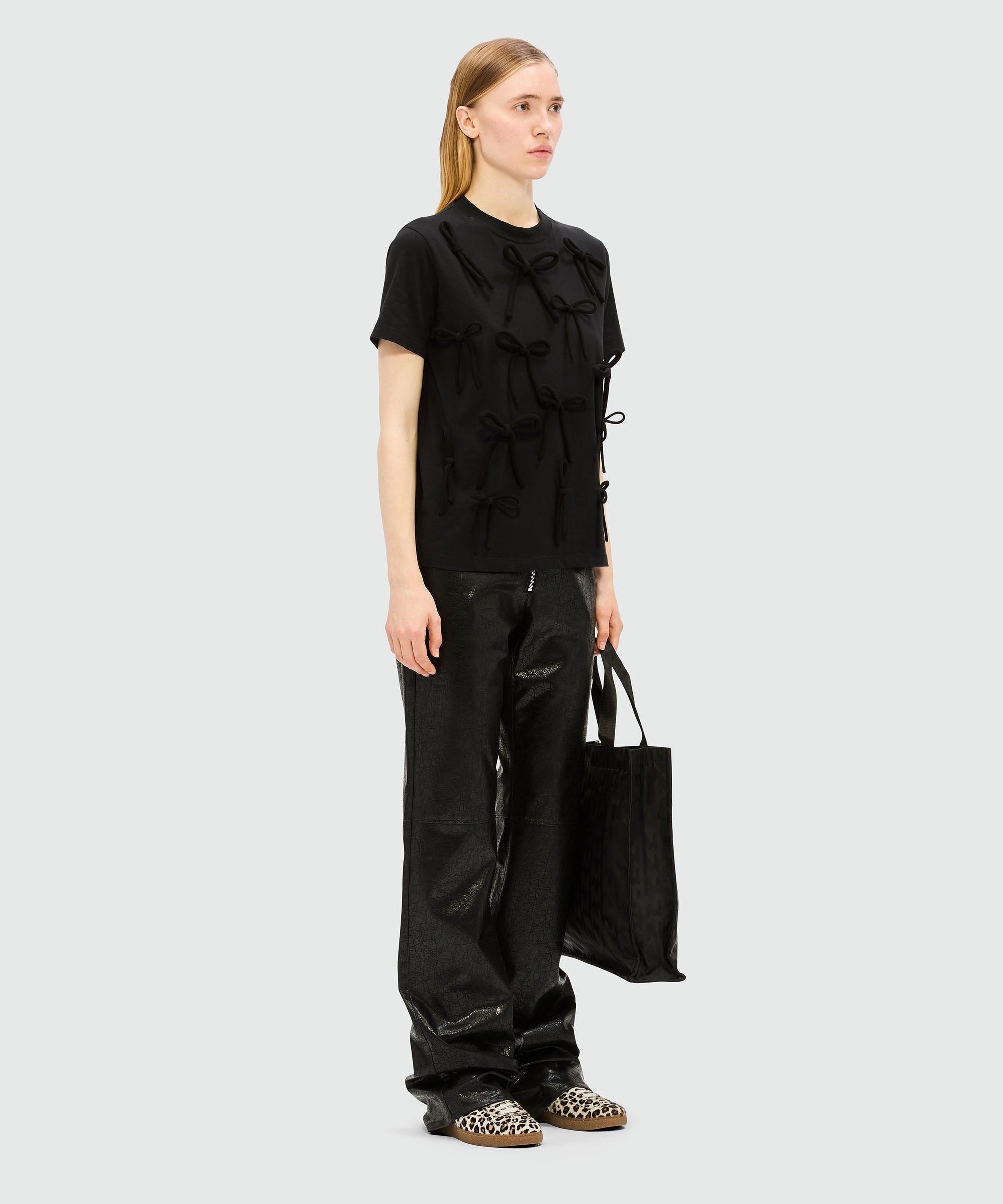Black cady T-shirt with bows - 4