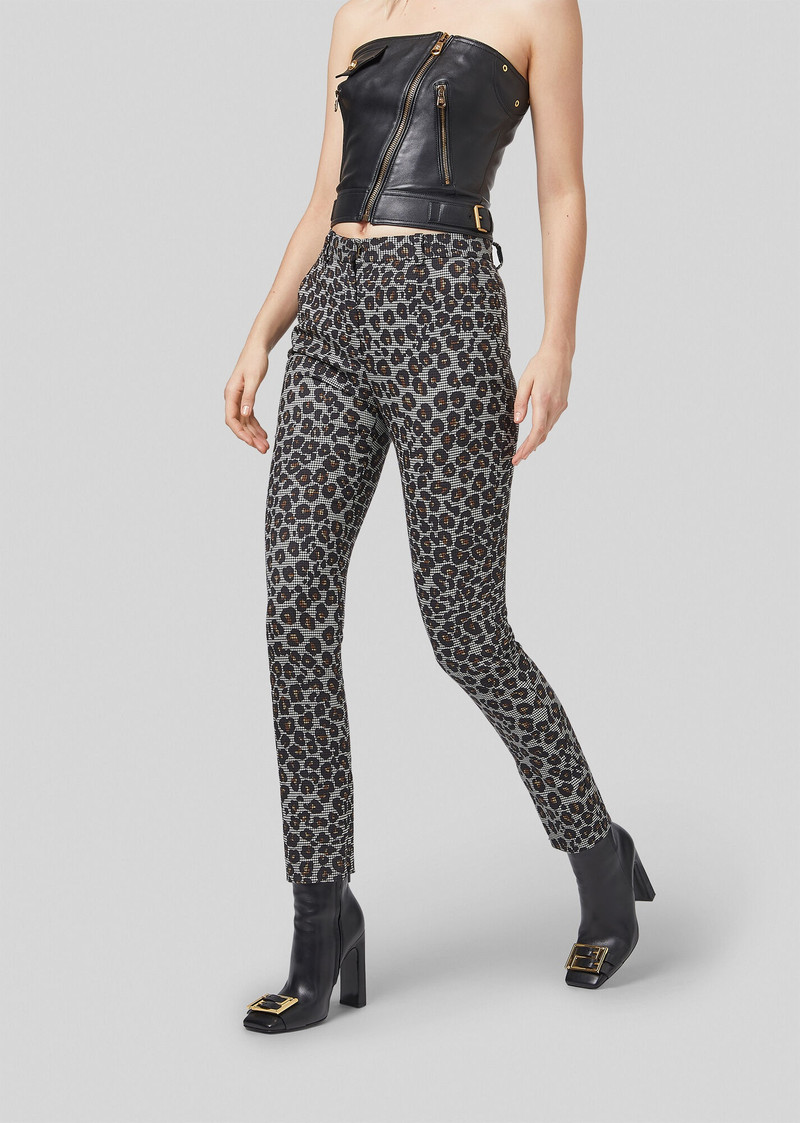 VERSACE Animalier Houndstooth Wool Trousers outlook