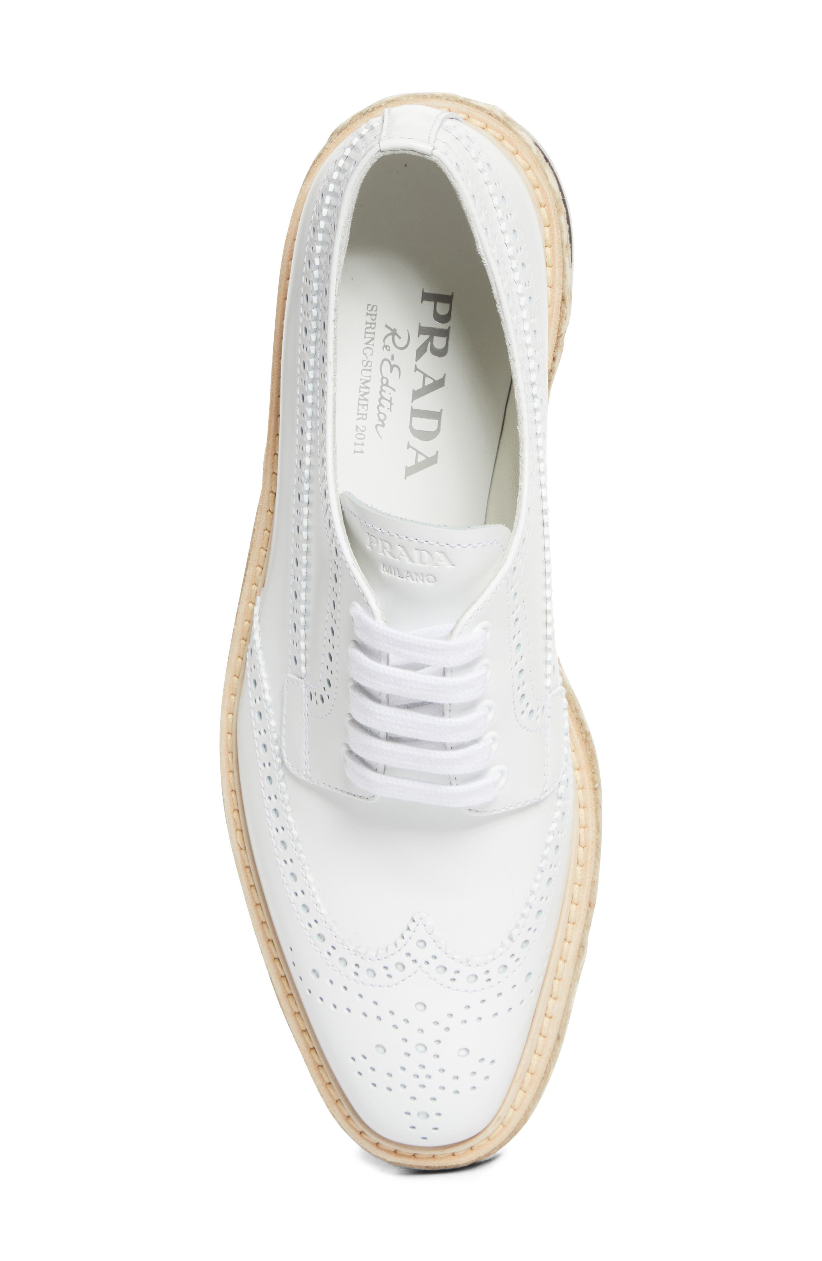 Prada Re-Edition Platform Wingtip Oxford in Bianco at Nordstrom - 5
