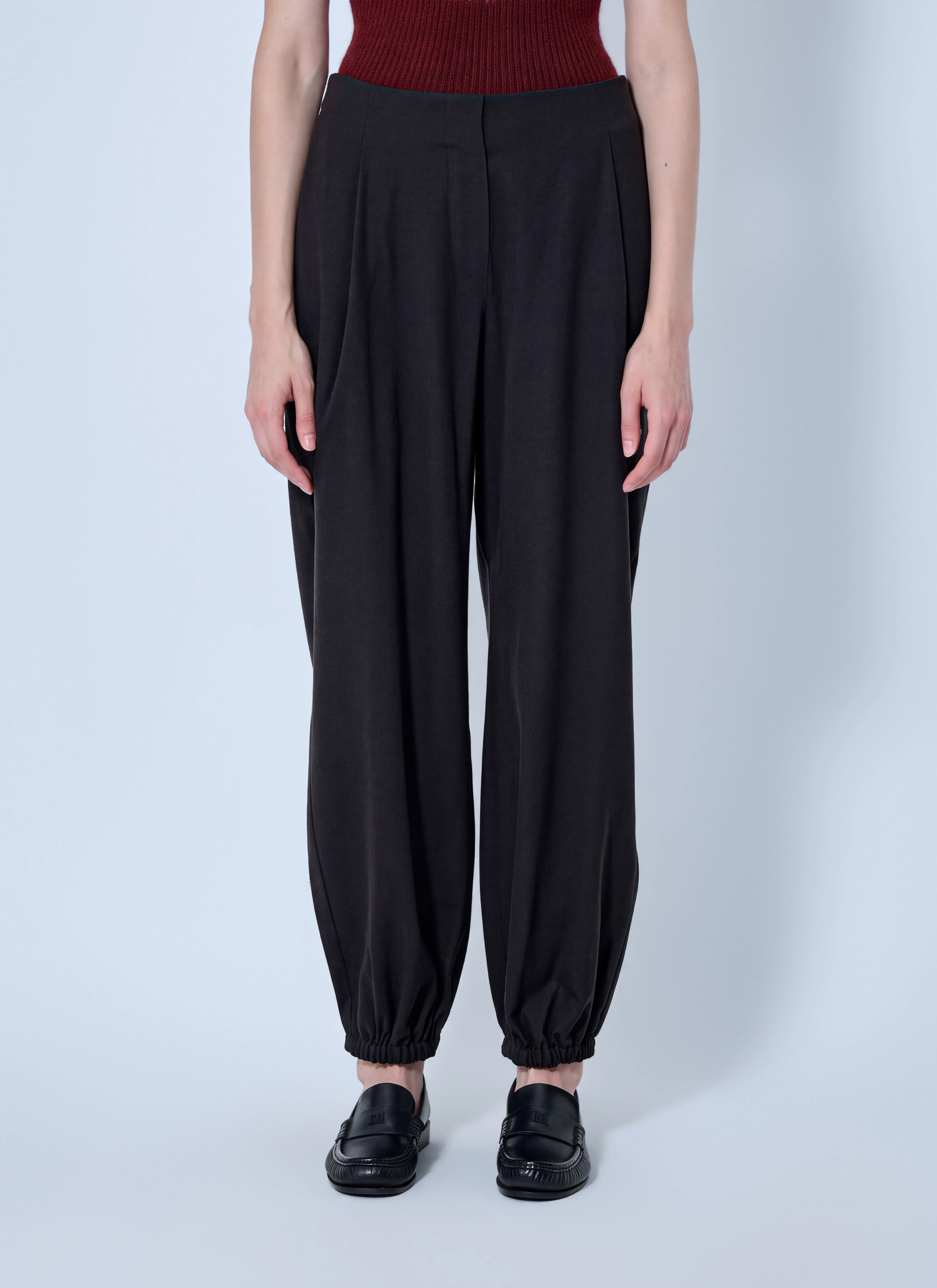 Pleated Elasticated Ankle Trousers - 1