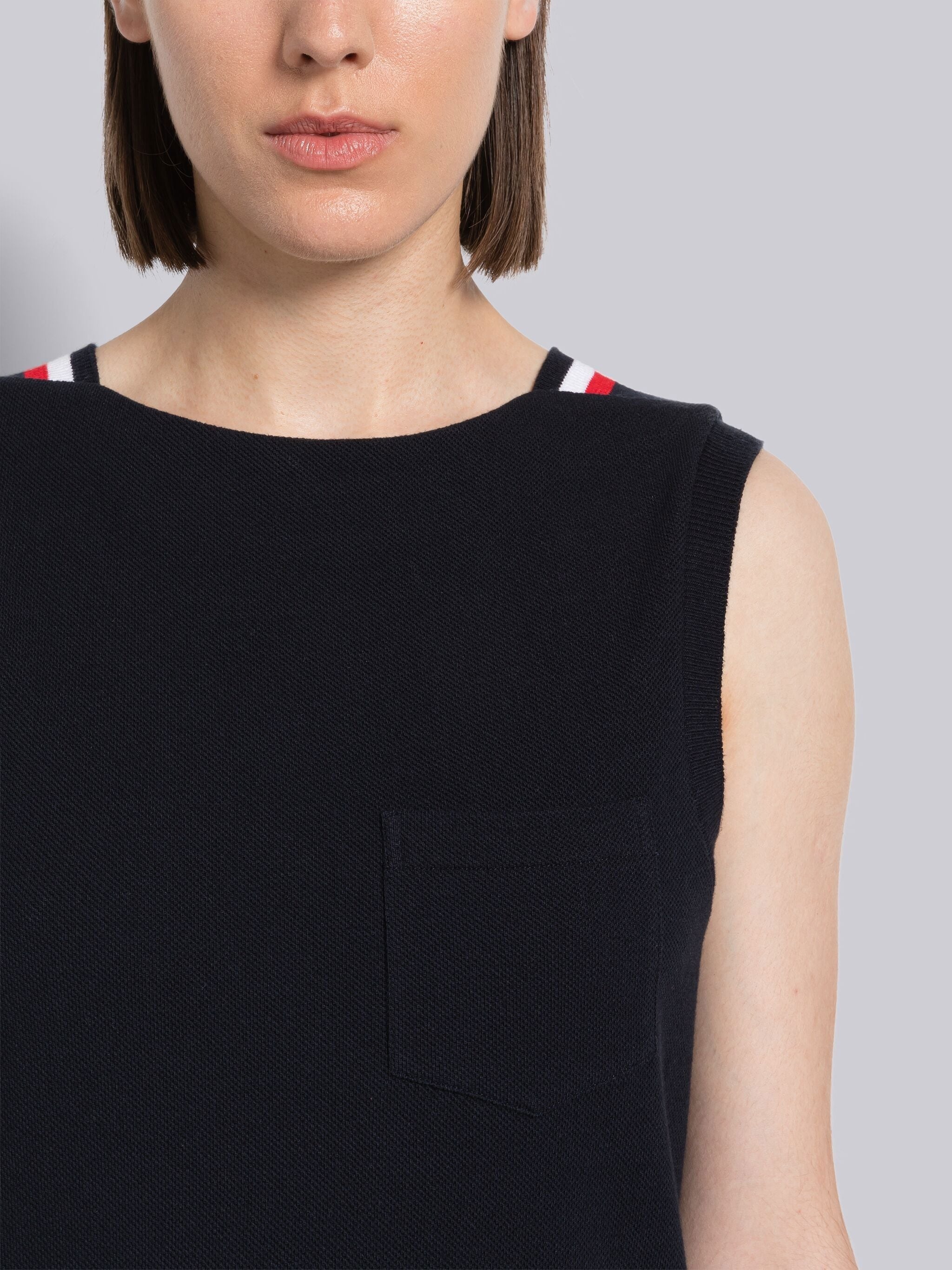 Pique Rib Gusset Boat Neck Shell Top - 5