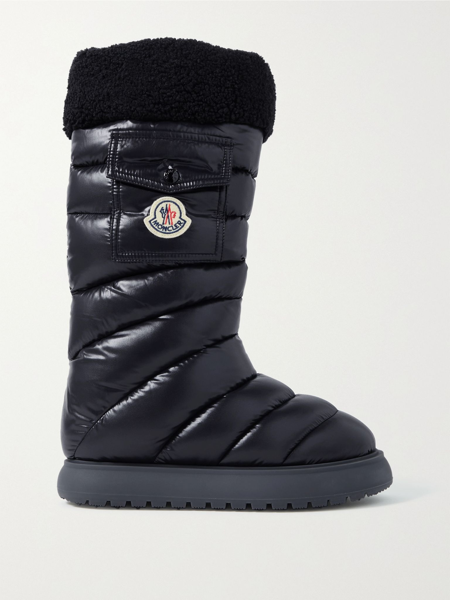Gaia fleece-trimmed quilted shell boots Black - 1