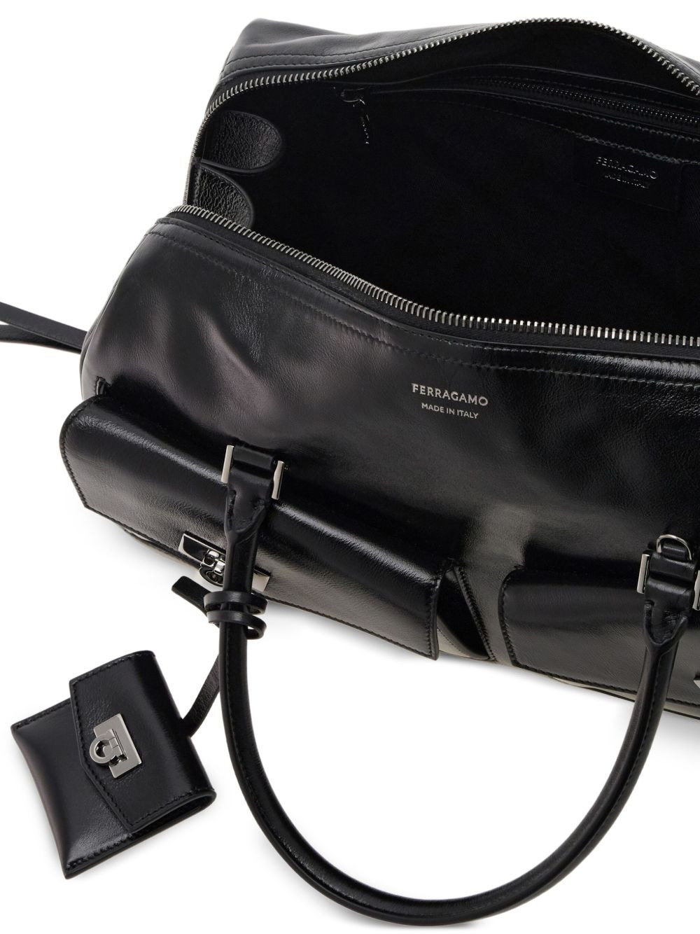 medium leather flap-pockets tote bag - 3