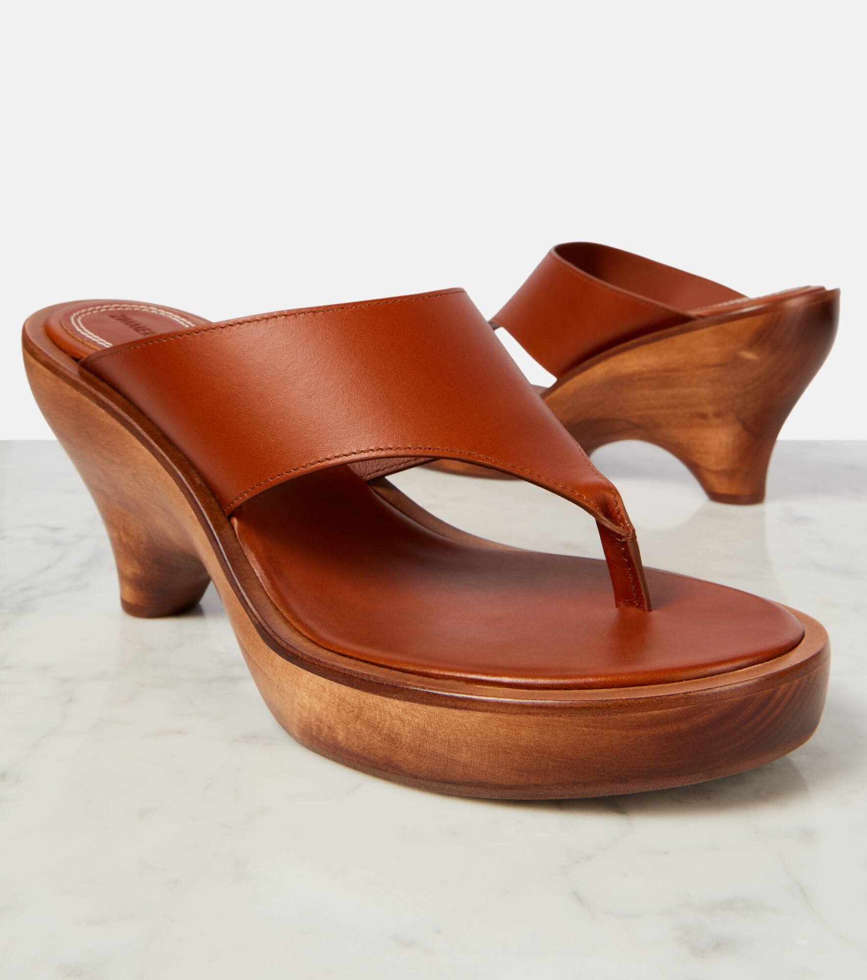 Wild 95 leather wedge thong sandals - 5