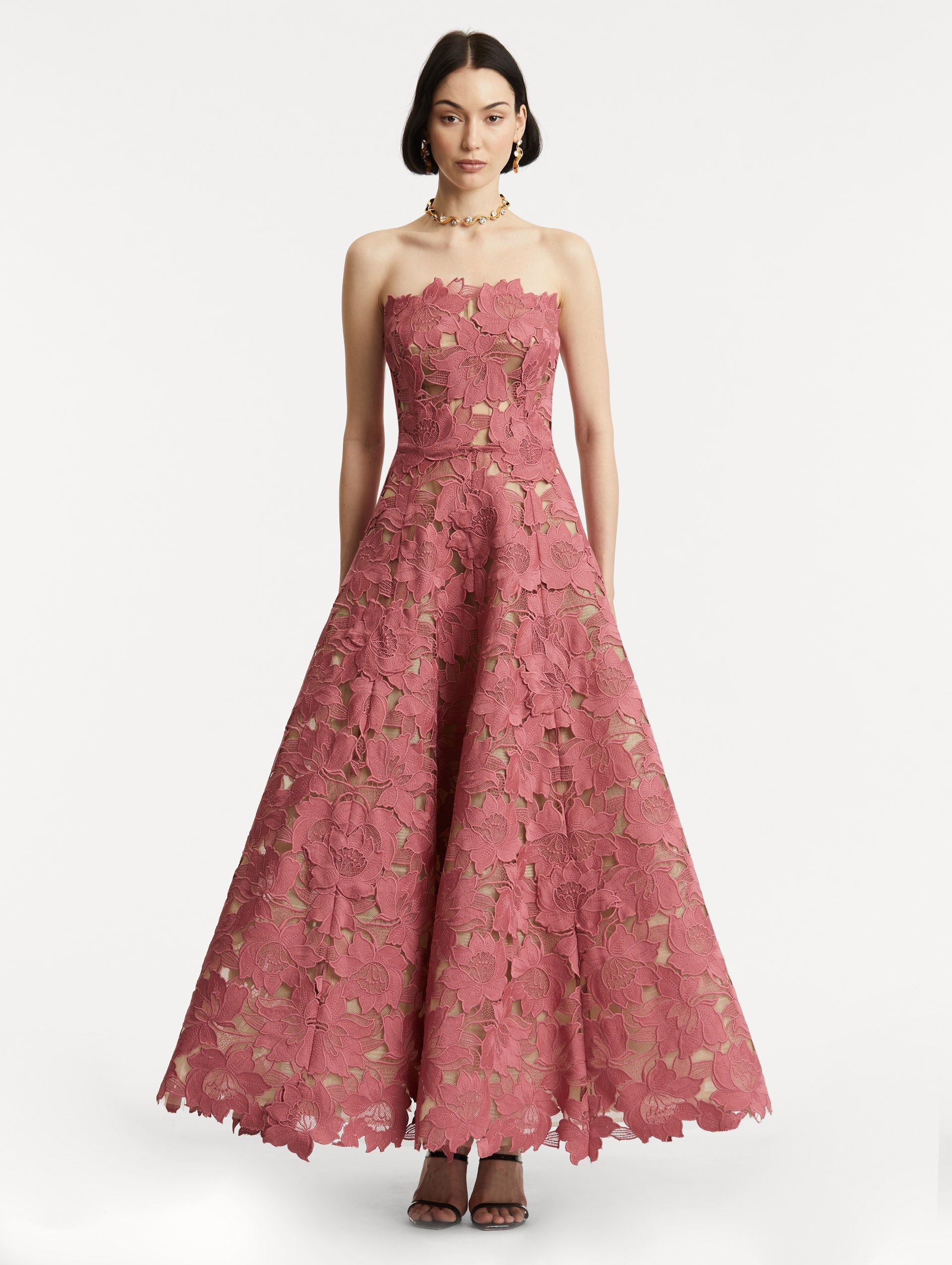 PEONY GUIPURE TEA LENGTH GOWN - 2