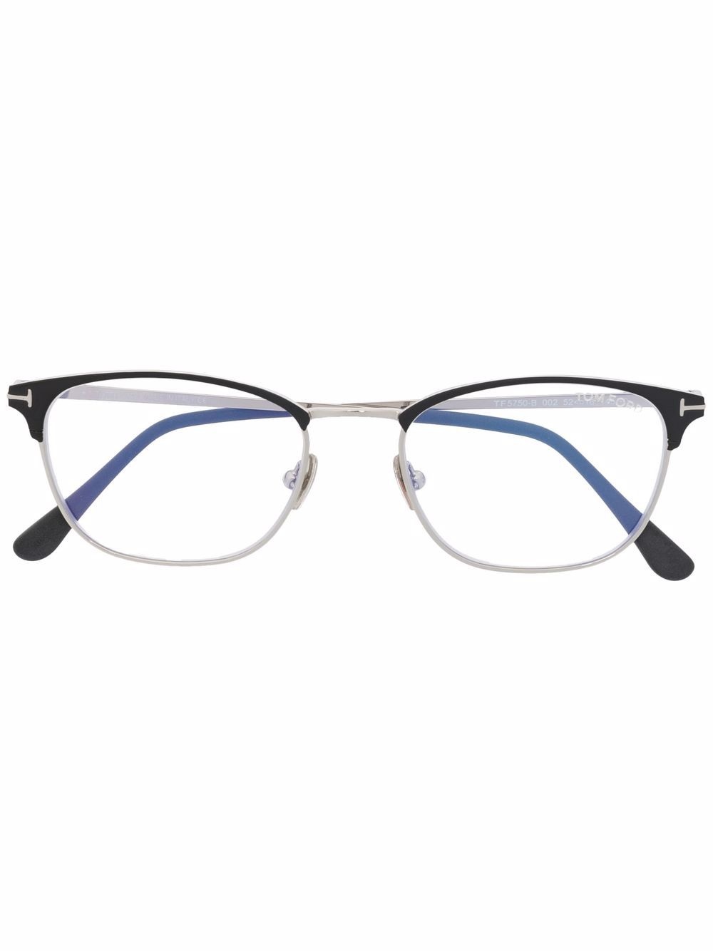 polished-effect square-frame glasses - 1