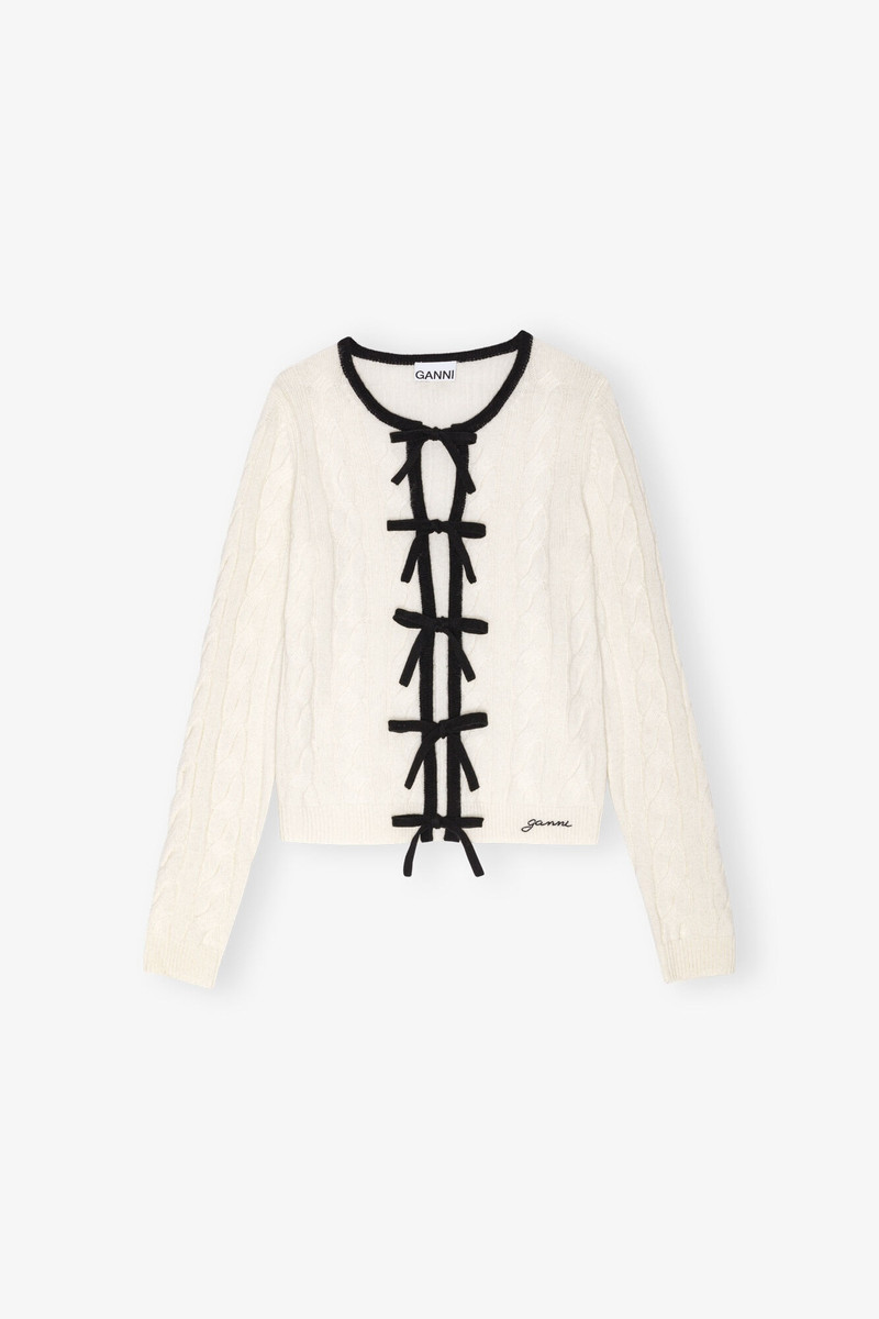 EGRET CASHMERE MIX TIE STRING CARDIGAN 1