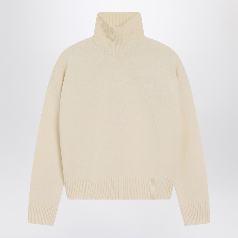 Ami Paris Ivory Ami De Coeur Turtleneck Sweater Women - 1